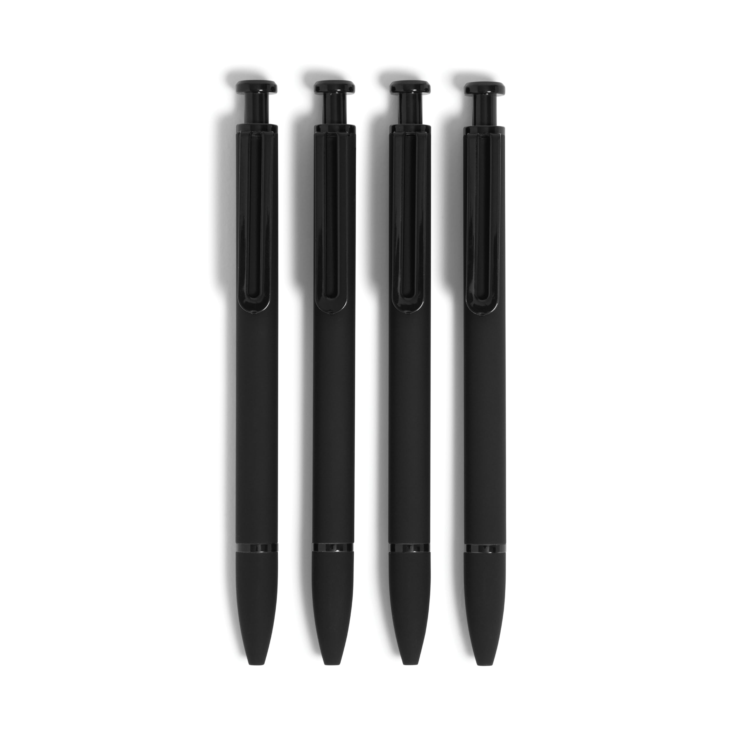 U Brands Midnight Monterey Ballpoint Pens - 4 Pack Black Soft Touch with Painted Details, 1.0mm Bold Point Black Ink - Perfect for Office, School & Note Taking