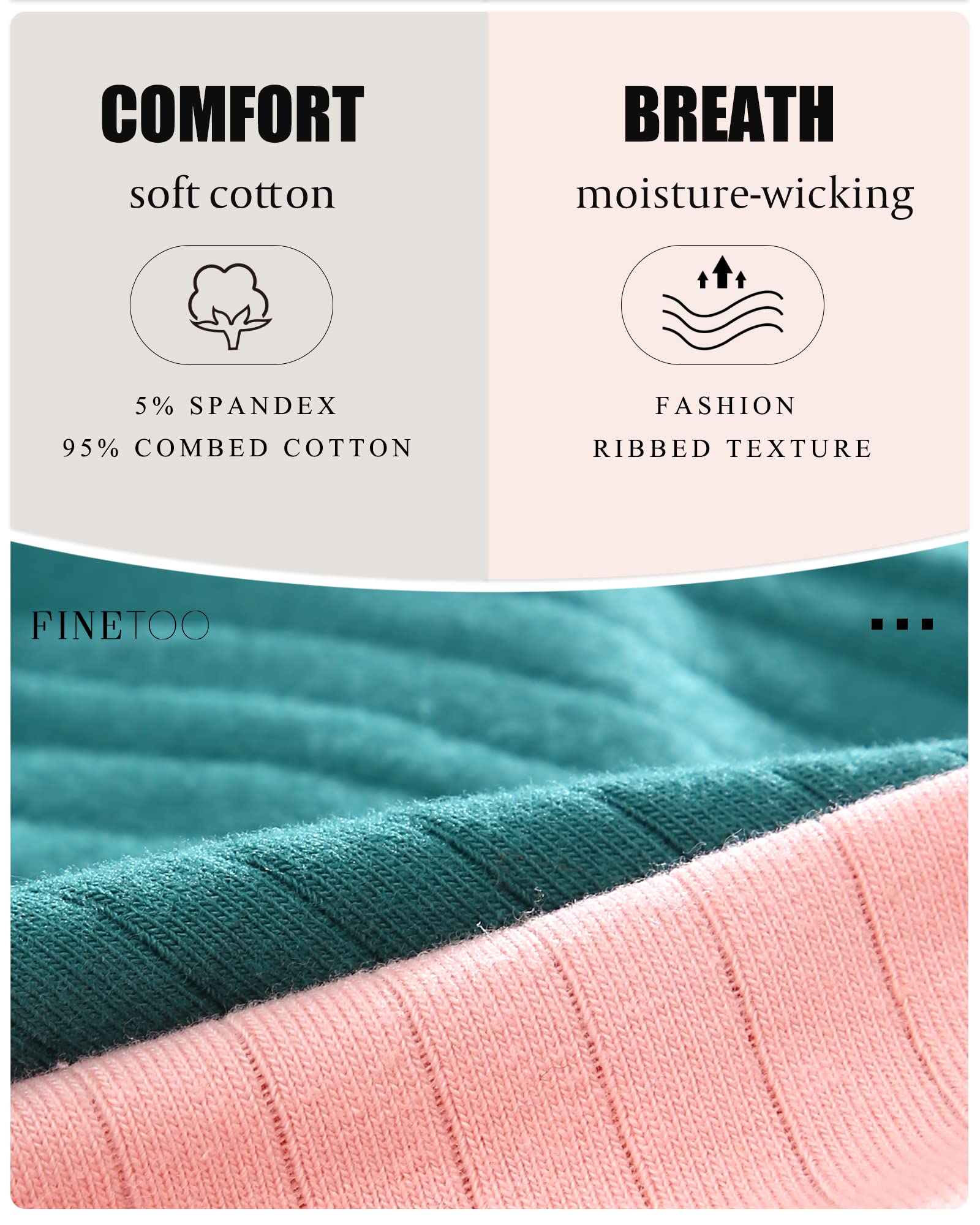 FINETOO 9 Pack Women's Cotton Underwear - Sexy Low Rise Ribbed Hipster Panties, Breathable Soft Bikini Briefs, Cheeky Underwear for Women Sizes S-XXXL | Perfect for Daily Wear, Lounge, Workout & Travel