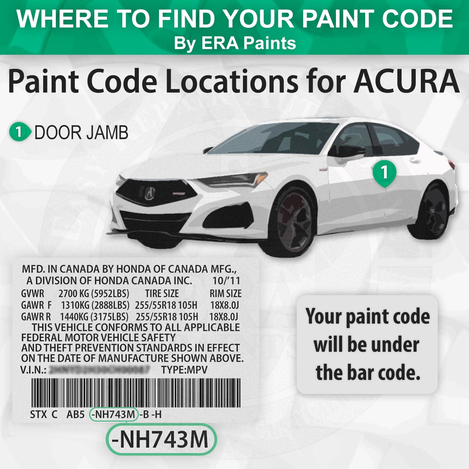 ERA Paints G523M - Jade Green Metallic Automotive Spray Paint for ACURA - Exact Color Match Pro Kit with 2K 3680061 Clearcoat - Perfect for Car Touch-Ups, DIY Projects & Auto Body Repairs