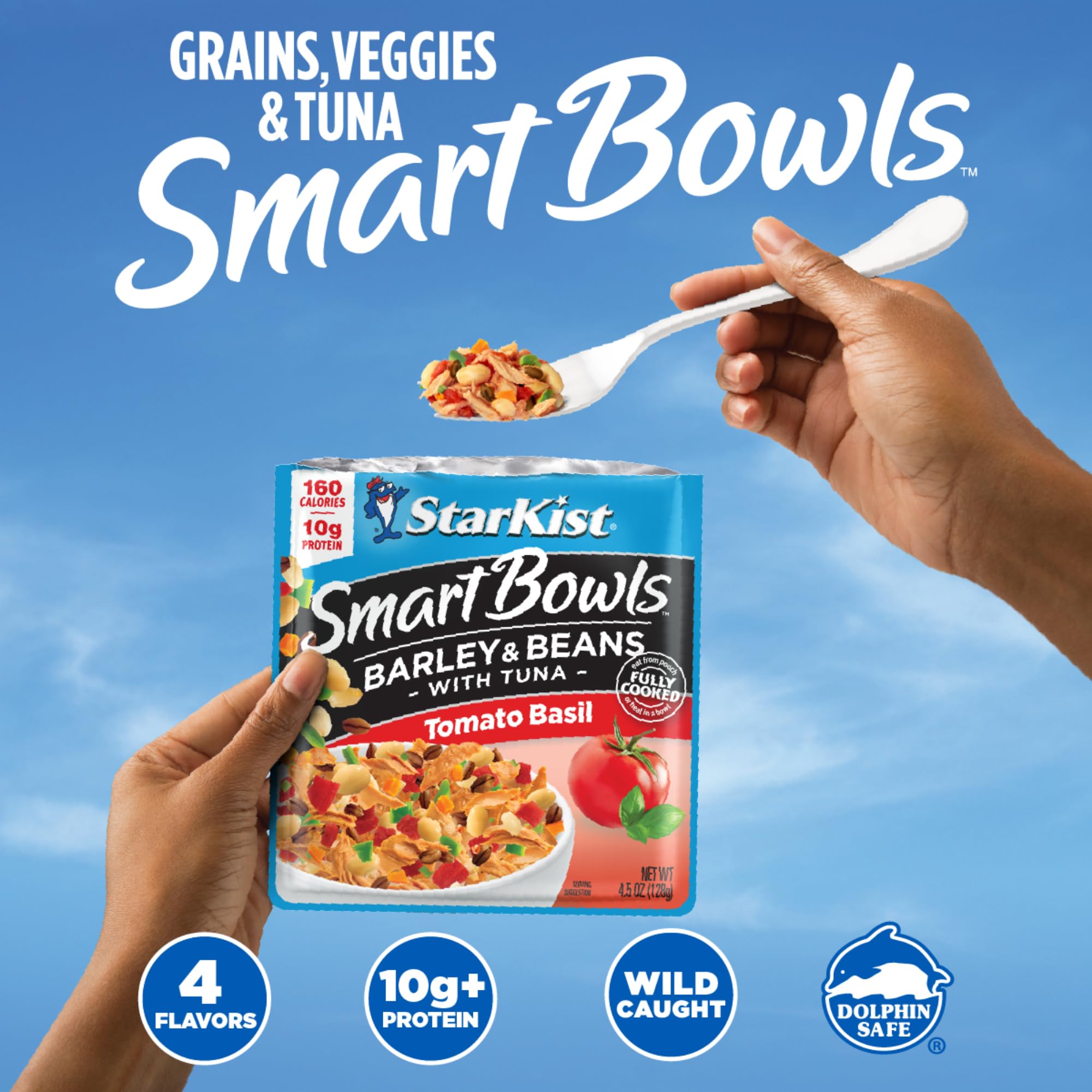 Starkist Smart Bowls Tomato Basil Barley & Beans Tuna, 4.5 oz (Pack of 3) - Healthy Ready-to-Eat Meal for Office Lunch, Quick Dinner & On-the-Go Snacks