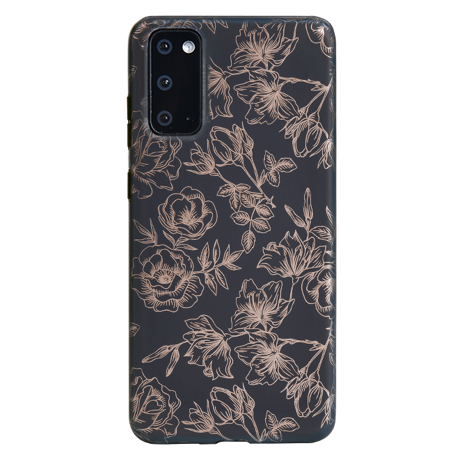 Floral Rose Gold Chrome Samsung Galaxy Phone Case - Elegant Protective Cover for Galaxy S21/S22/S23 - Perfect for Everyday Use & Special Occasions
