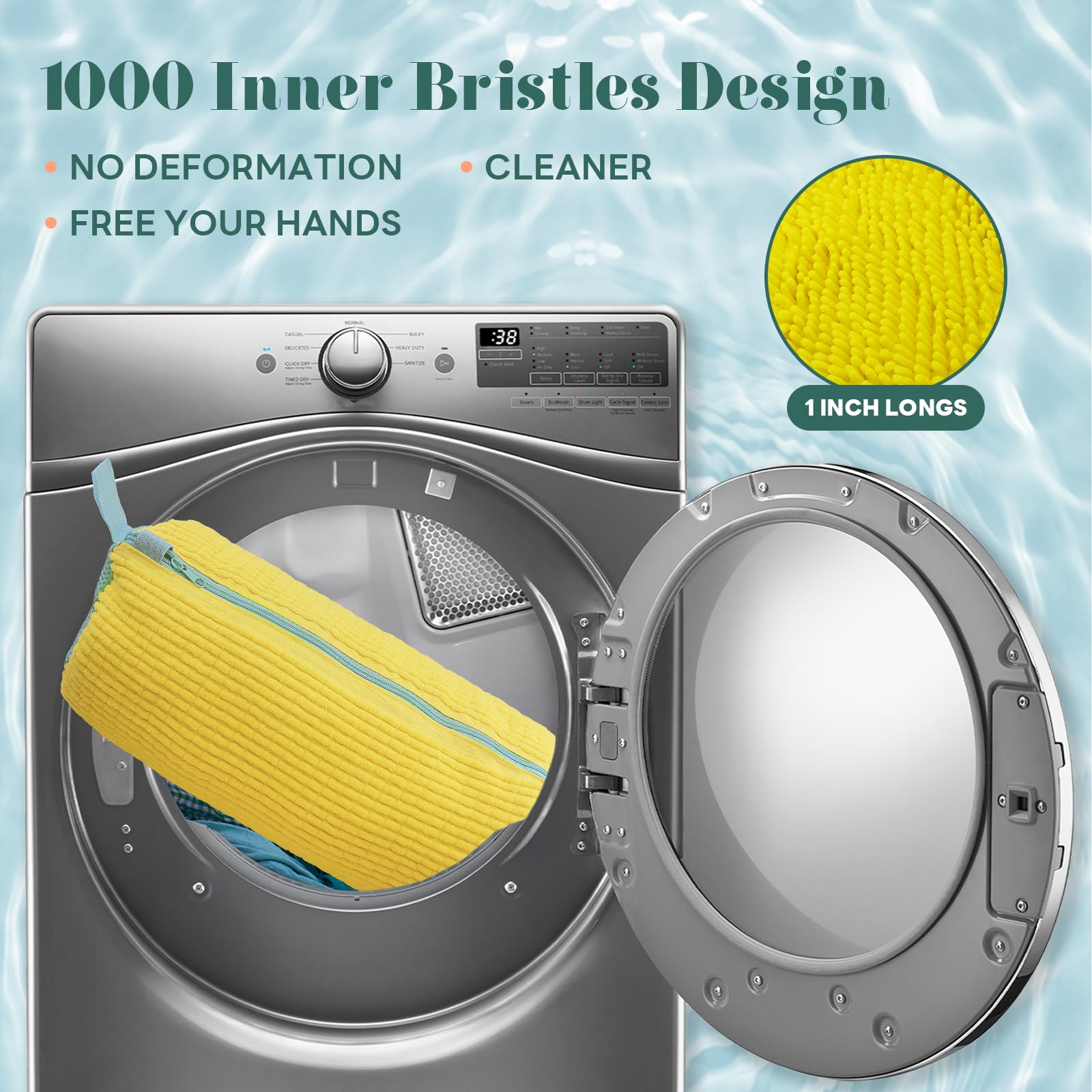 2Pcs Reusable Shoe Washing Machine Bags for Washer & Dryer - Durable Laundry Mesh Bags for Sneakers, Boots & All Shoe Sizes - Deep Cleaning & Protection (Yellow) - Perfect for Gym, Travel & Sports Shoes