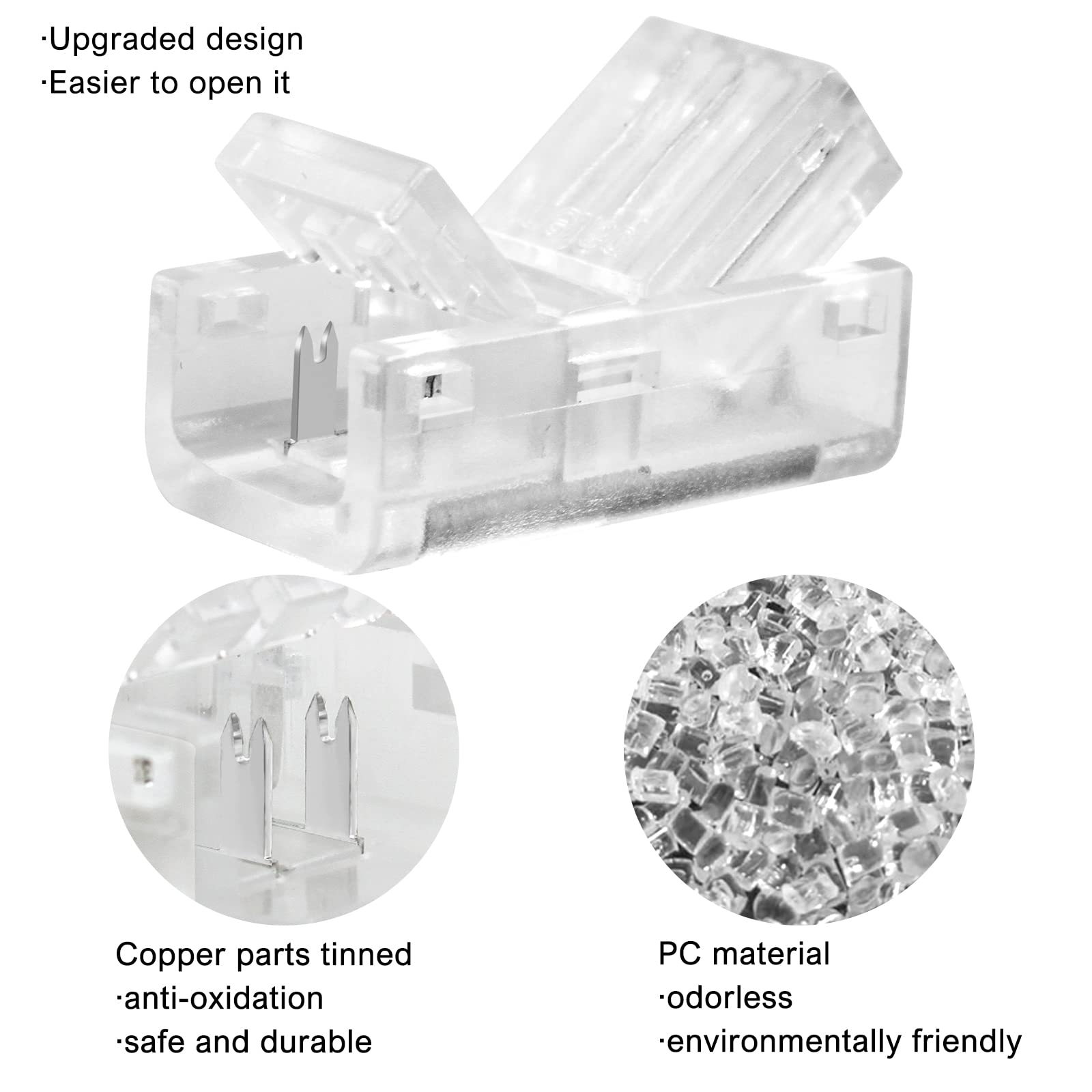 RGBZONE 10Pcs 2 Pin 8mm COB LED Connectors - Solderless LED Strip to Wire Connector for 8mm COB LED Strip Lights, 36V 5A, Gapless Connection - Perfect for Home Lighting, DIY Projects, and Commercial LED Installations