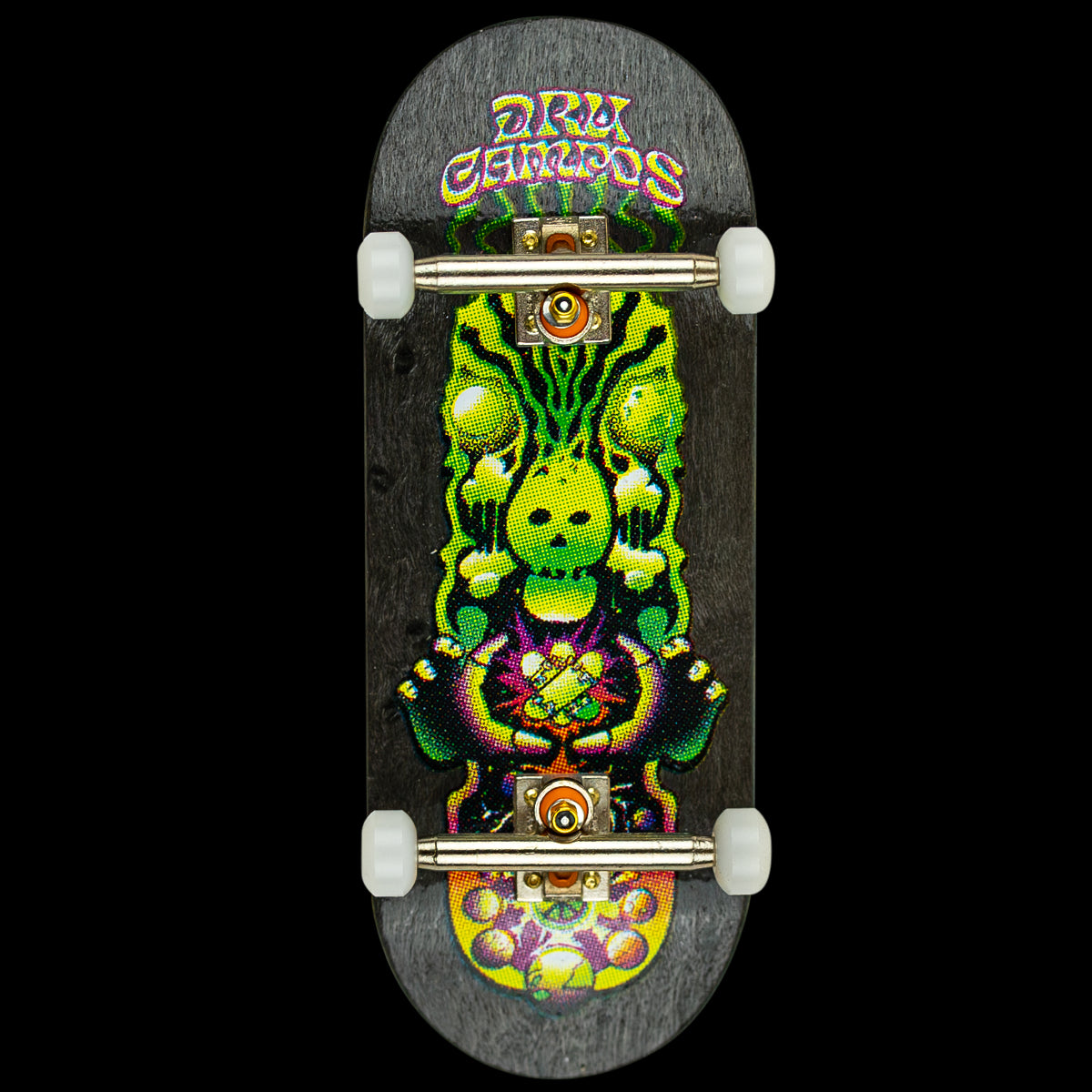 Blackriver Fingerboard Complete - Professional Finger Skateboard with Dru Campos Portal Call Design - Perfect for Skateboarding Enthusiasts & Collectors | Great for Indoor Practice, Office Desk Fun & Skate Tricks Training