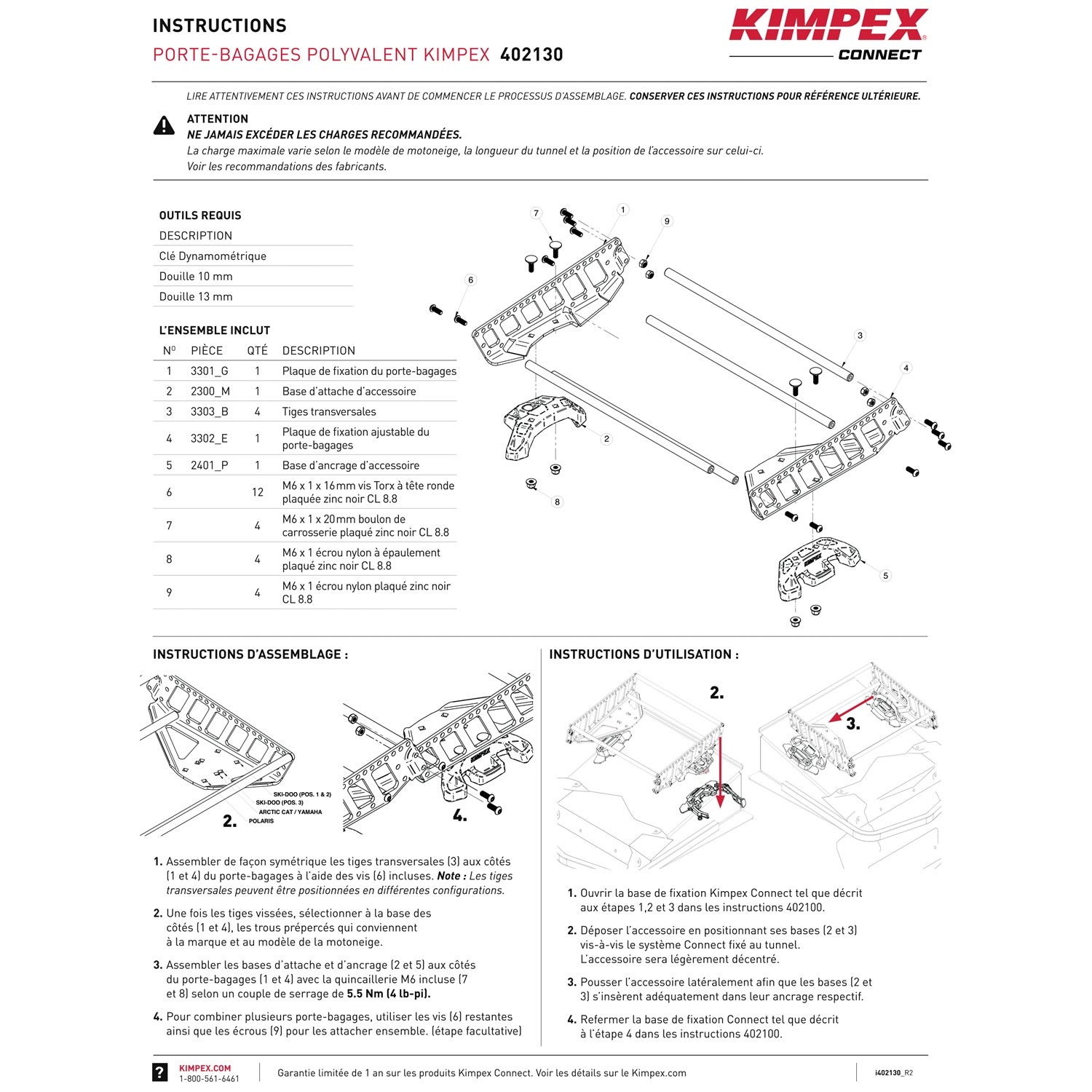 KimpexConnect - Universal Heavy Duty Cargo Rack for Motorcycles, ATVs & UTVs - Perfect for Camping, Hunting & Off-Road Adventures