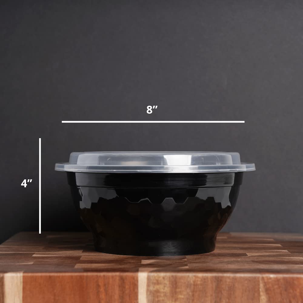 TIYA 50 oz Takeout Food Containers Bulk 120 Pack with Lids - Reusable Microwavable Plastic Bowls for Meal Prep, Soups & Leftovers - BPA-Free, Leak-Proof, Dishwasher Safe - Perfect for Restaurants, Catering & Home Storage