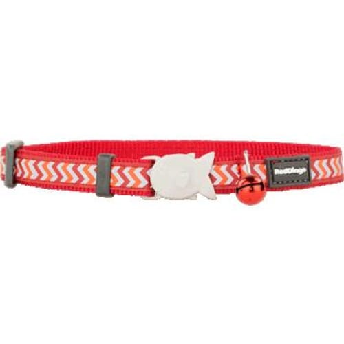 Red Dingo Reflective Ziggy Safety Cat Collar with Bell - High Visibility Breakaway Collar for Nighttime Safety - Perfect for Outdoor Adventures & Night Walks