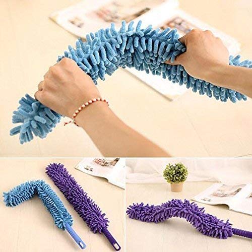 Foldable Microfiber Ceiling Fan Duster with Telescopic Pole - Flexible Bendable Brush for Car & Home Cleaning - Washable Multi-Purpose Duster for Ceiling Fans, Vents, Blinds and Hard-to-Reach Areas