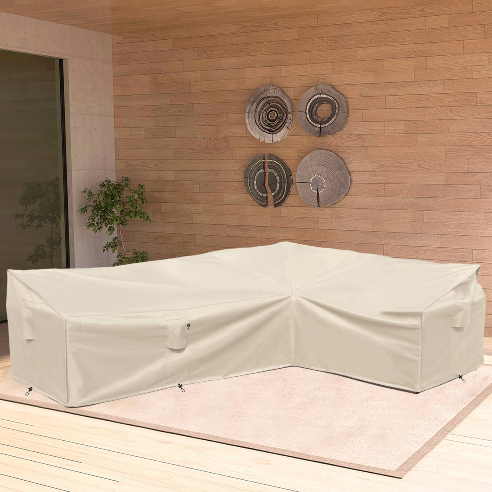 Heavy Duty 600D Waterproof Outdoor L-Shaped Sectional Sofa Cover - 115