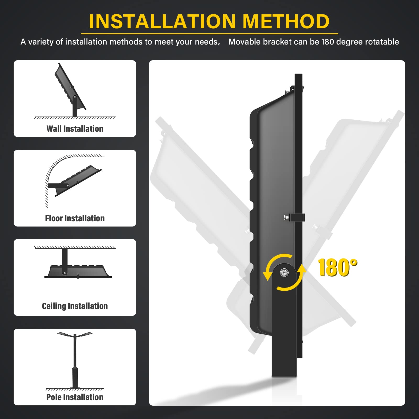 200W 20000LM Willpower LED Flood Lights - IP66 Waterproof Outdoor Security Lighting for Stadiums, Sports Fields, Backyards, Parking Lots (80V-240V, 6000K Daylight White) - Perfect for Commercial & Residential Area Illumination