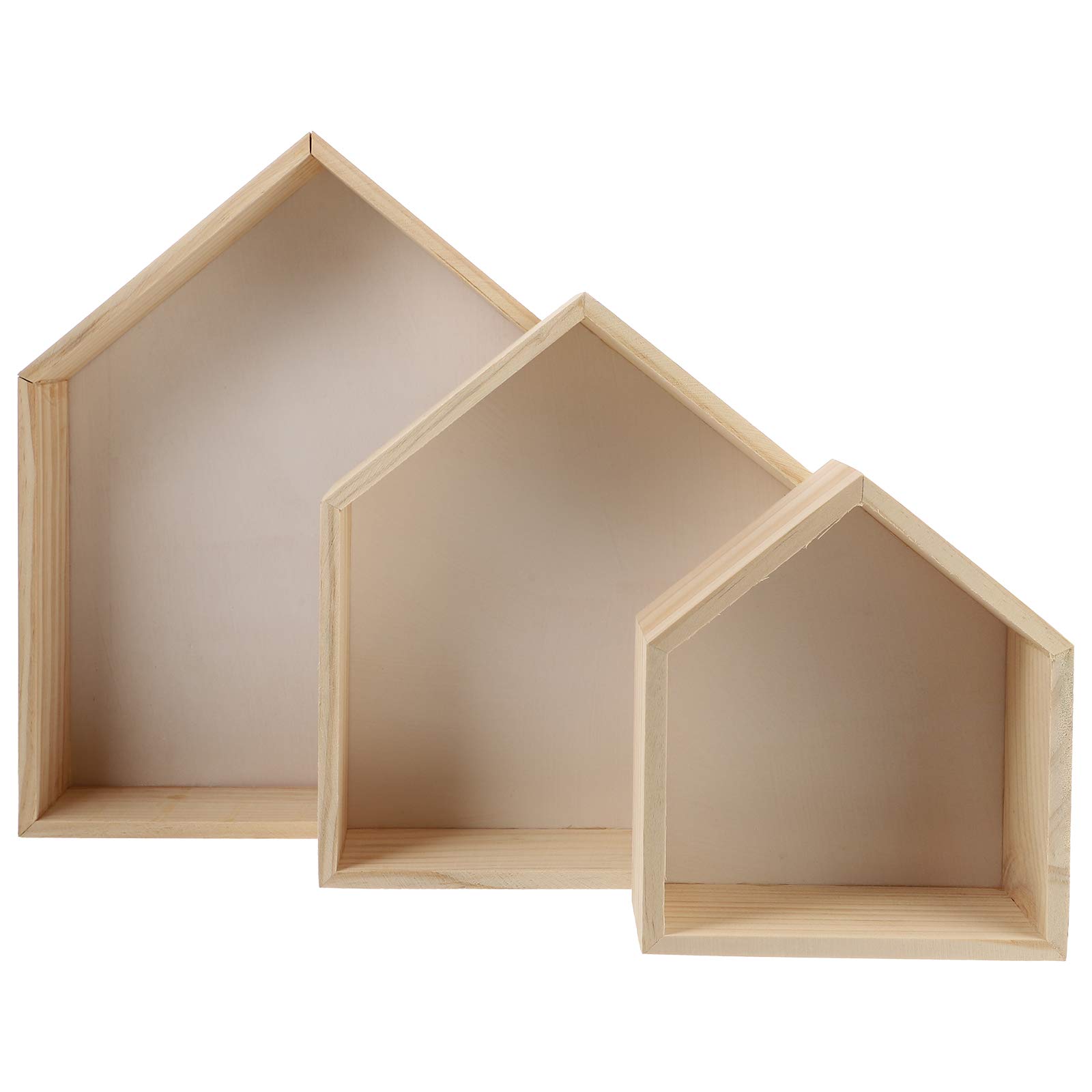 BESPORTBLE 3-Piece Wooden House-Shaped Storage Rack Set - Multi-Functional Wall Shelves for Home Organization | Perfect for Living Room, Bedroom, and Bathroom Storage