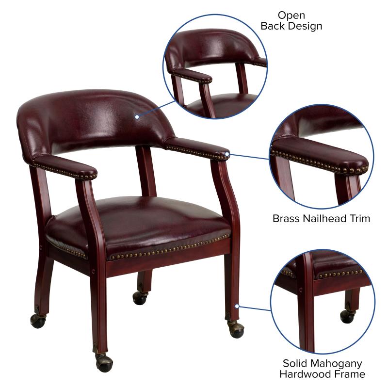Premium FLASH Vinyl Conference Chair with Accent Nailhead Trim & Smooth-Rolling Casters - Ergonomic Office Chair for Executive Meetings, Home Office & Professional Workspaces