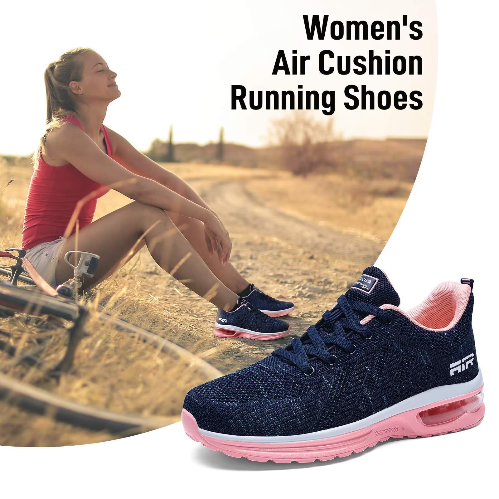 Lamincoa Women's Lightweight Walking & Running Shoes - Non-Slip Tennis Sneakers with Breathable Mesh & Air Cushion for Gym, Workout, Sports | Perfect for Jogging, Fitness Training & Daily Wear