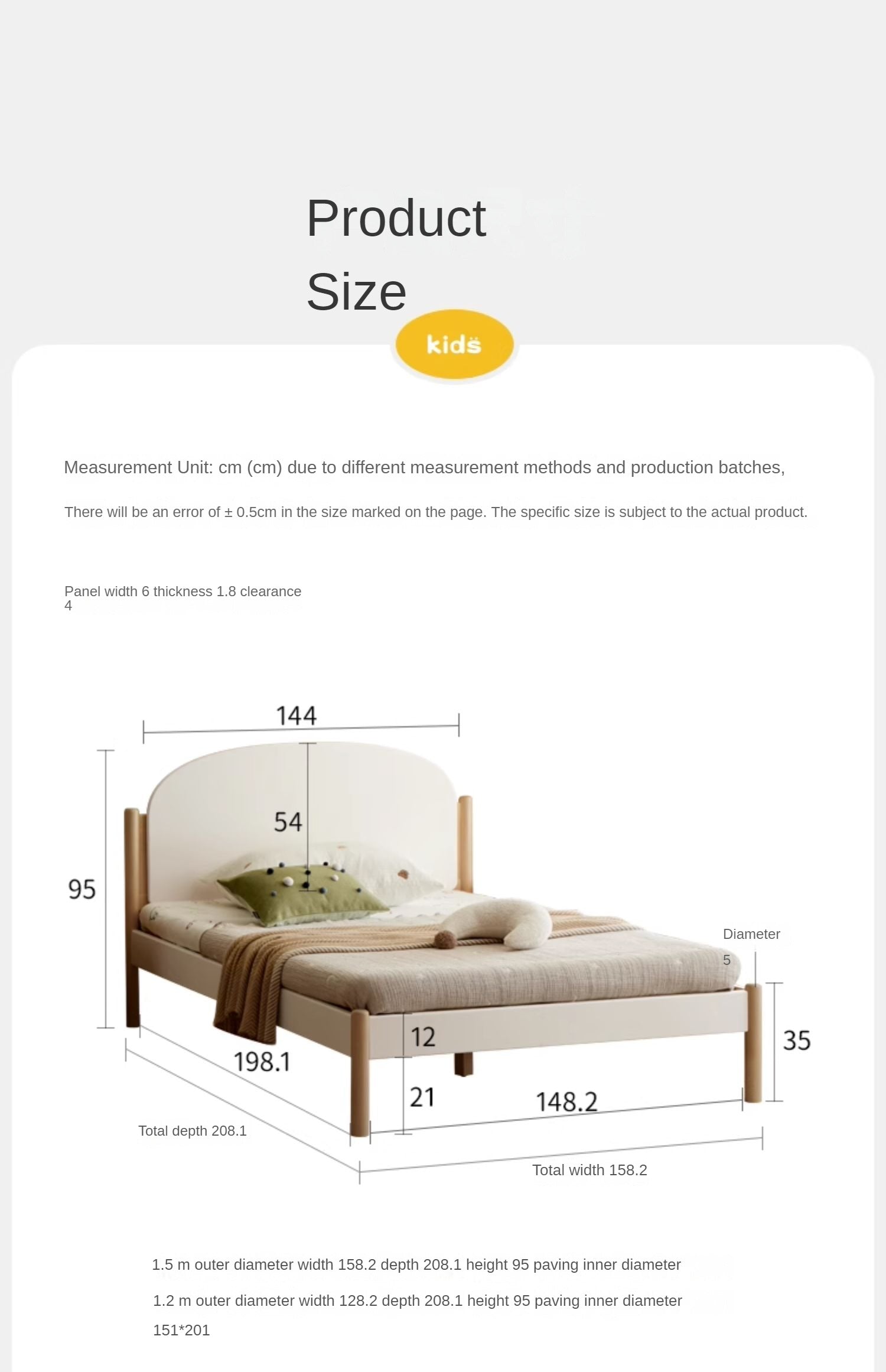 Solid Wood Poplar Kids Bed for Boys & Girls - Durable & Safe Children's Bedroom Furniture for Toddler to Teen Years