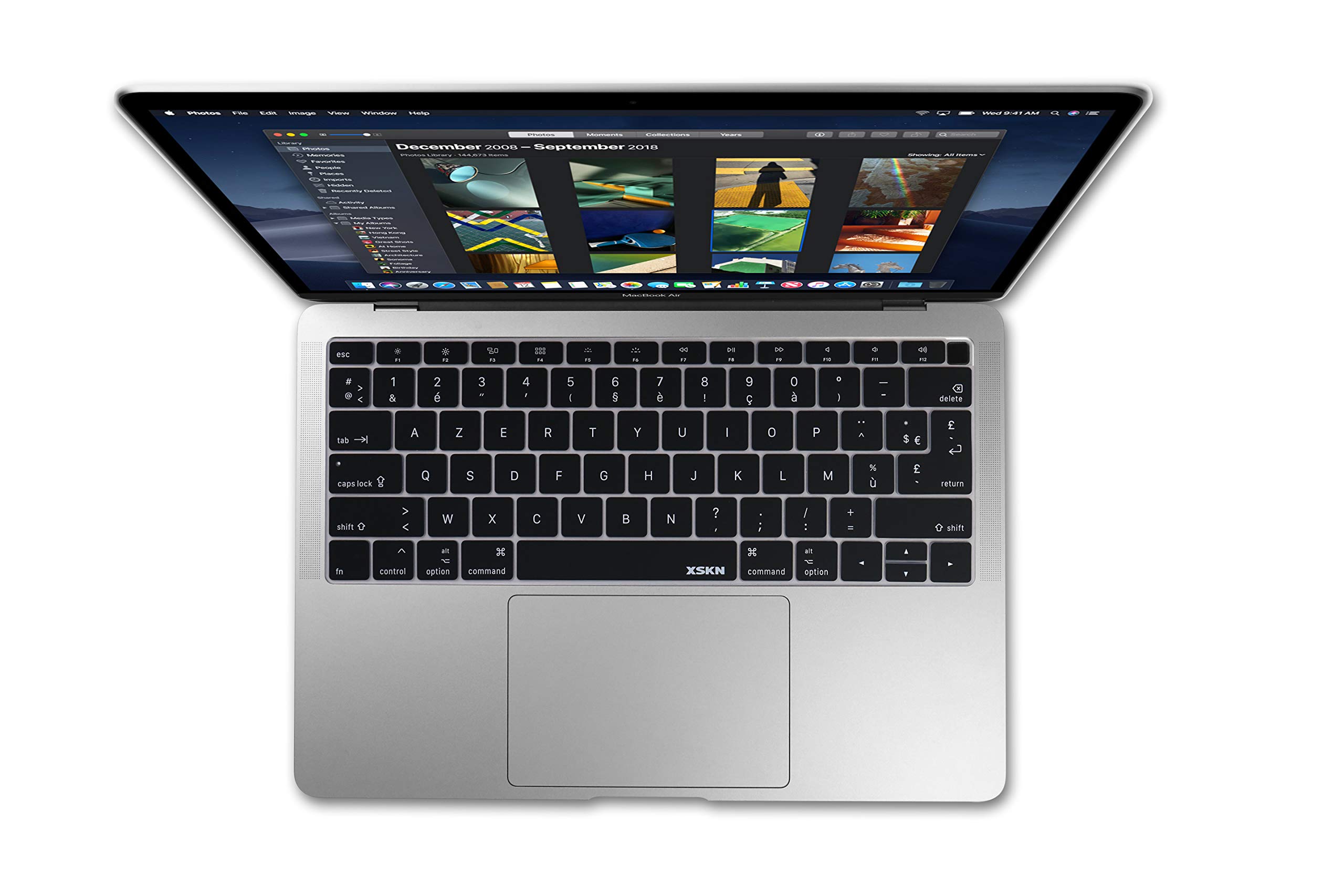 French Language Silicone Keyboard Cover for MacBook Air 13.3-inch (2018 Release, Model A1932) - US & EU Layout, Touch ID Compatible, Black - Perfect for Typing, Coding & Multilingual Work
