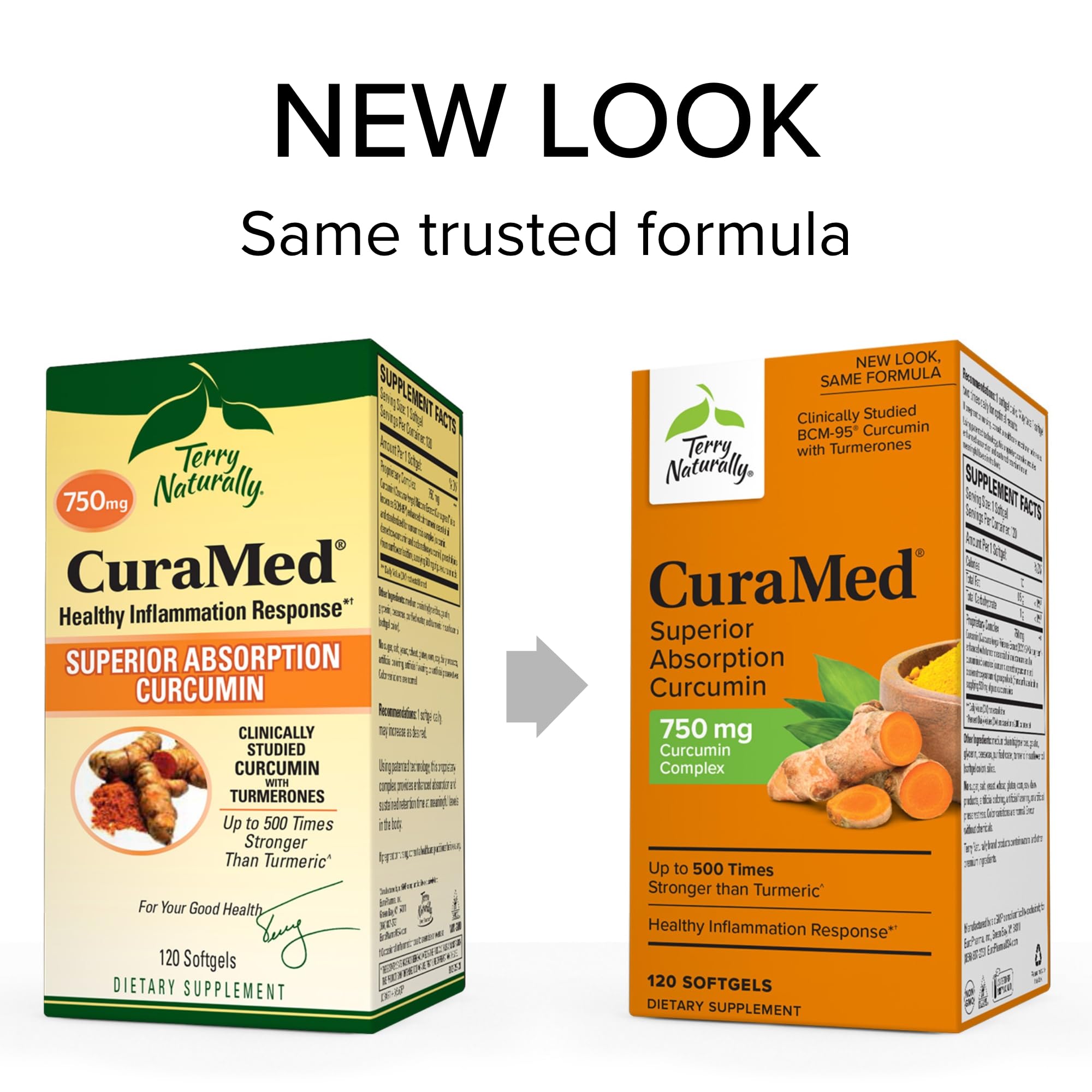 Terry Naturally CuraMed 750mg - High-Potency Curcumin Complex Supplement for Brain, Heart, Kidney, Liver & Immune Health - 120 Softgels (Pack of 2) - Supports Cognitive Function & Overall Wellness for Active Lifestyles