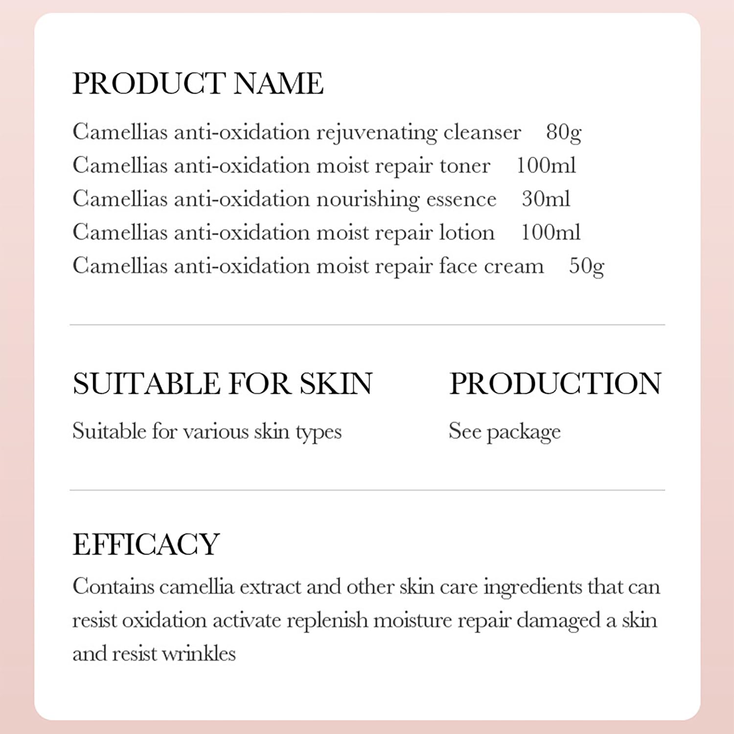 BIOAQUA Camellia Anti-Aging Moisturizing Skincare Set - Toner, Essence, Face Cream, Cleanser & Lotion with Camellia Flower Extract - Hydrating & Nourishing Gift Box (100ml+30ml+50g+80g+100ml, 5-Piece Set) for Dry, Sensitive & Dull Skin - Perfect for Daily Skincare Routine & Travel Essentials