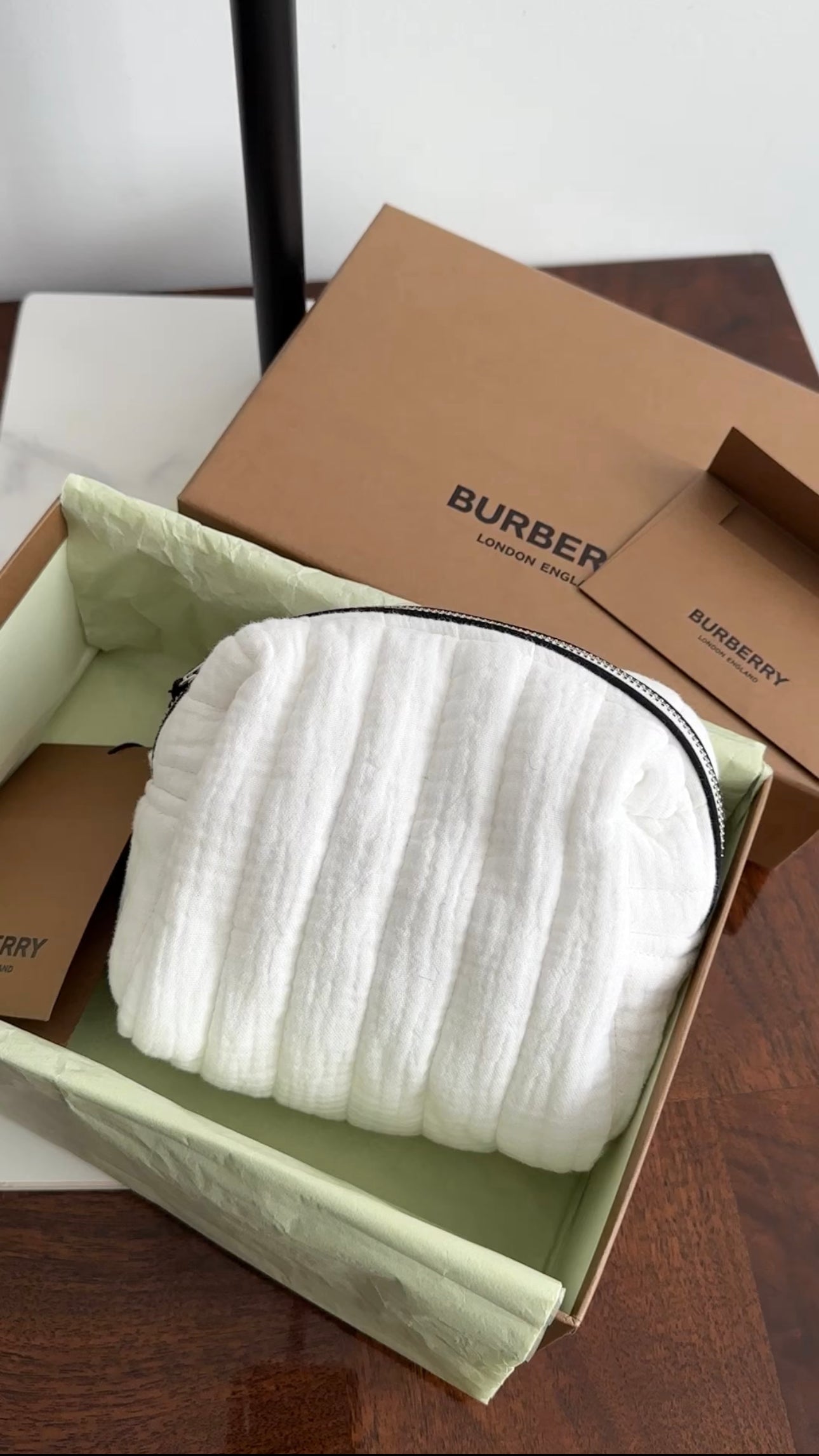 Burberry Baby Gift Set - 4-Piece Pink Baby Essentials with White Zip Pouch | Newborn Care, Baby Shower Gift, Travel Organizer