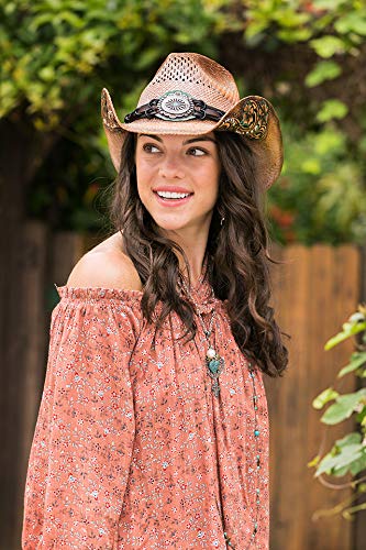 Women's Western Hat with Rhinestone & Flower for Cowgirl Style