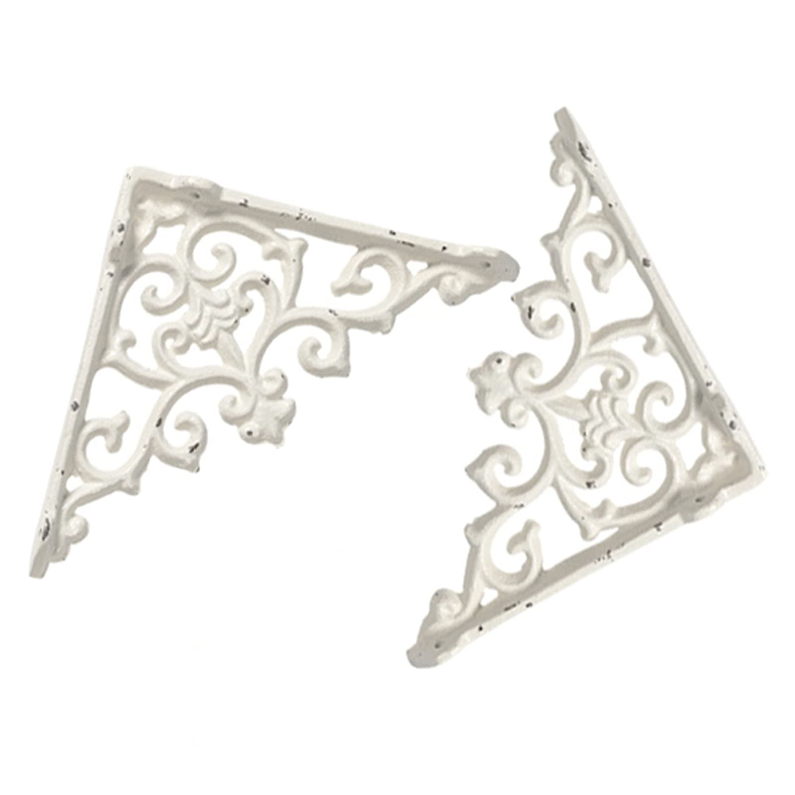 2PCS Heavy Duty Floating Shelf Brackets 5.7 Inch - Rustic Cast Iron Wall Mounted Shelf Supports 90 Degree Angle Brackets for Kitchen, Bathroom, Living Room, Office Shelving