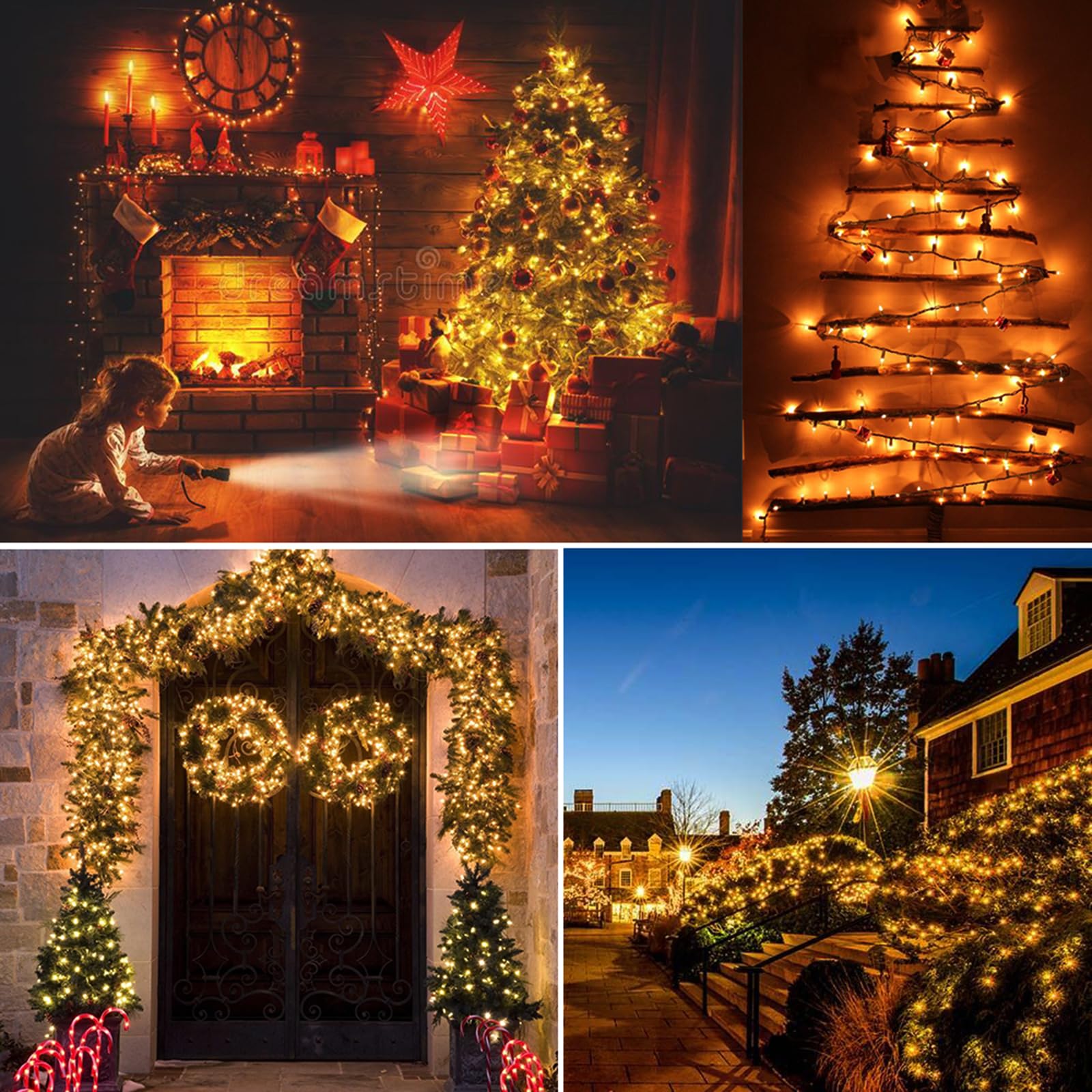 BrizLabs 300 LED Clear Christmas Lights Outdoor, 69.6ft Connectable Warm White String Lights - UL Certified Mini Lights with Green Wire for Indoor Tree, Holiday Party, Roof & Yard Decorations - Perfect for Christmas, New Year, and Winter Festival Decorating