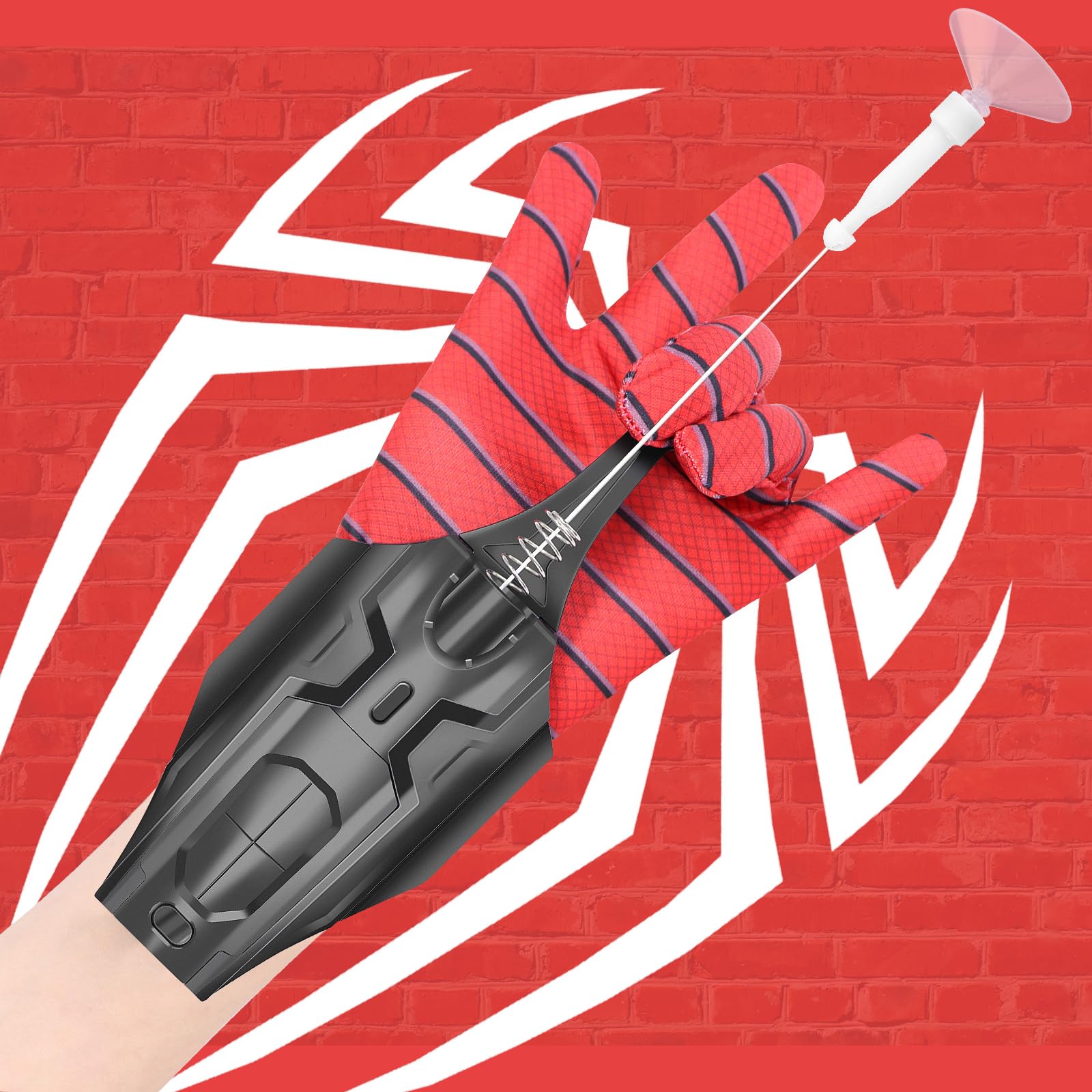 Upgraded Spider Web Shooter Toy 2.0 - Realistic Web String Launcher with Gloves | Cool Gadget for Superhero Fans (Black) | Perfect for Cosplay, Halloween Costumes & Role Play