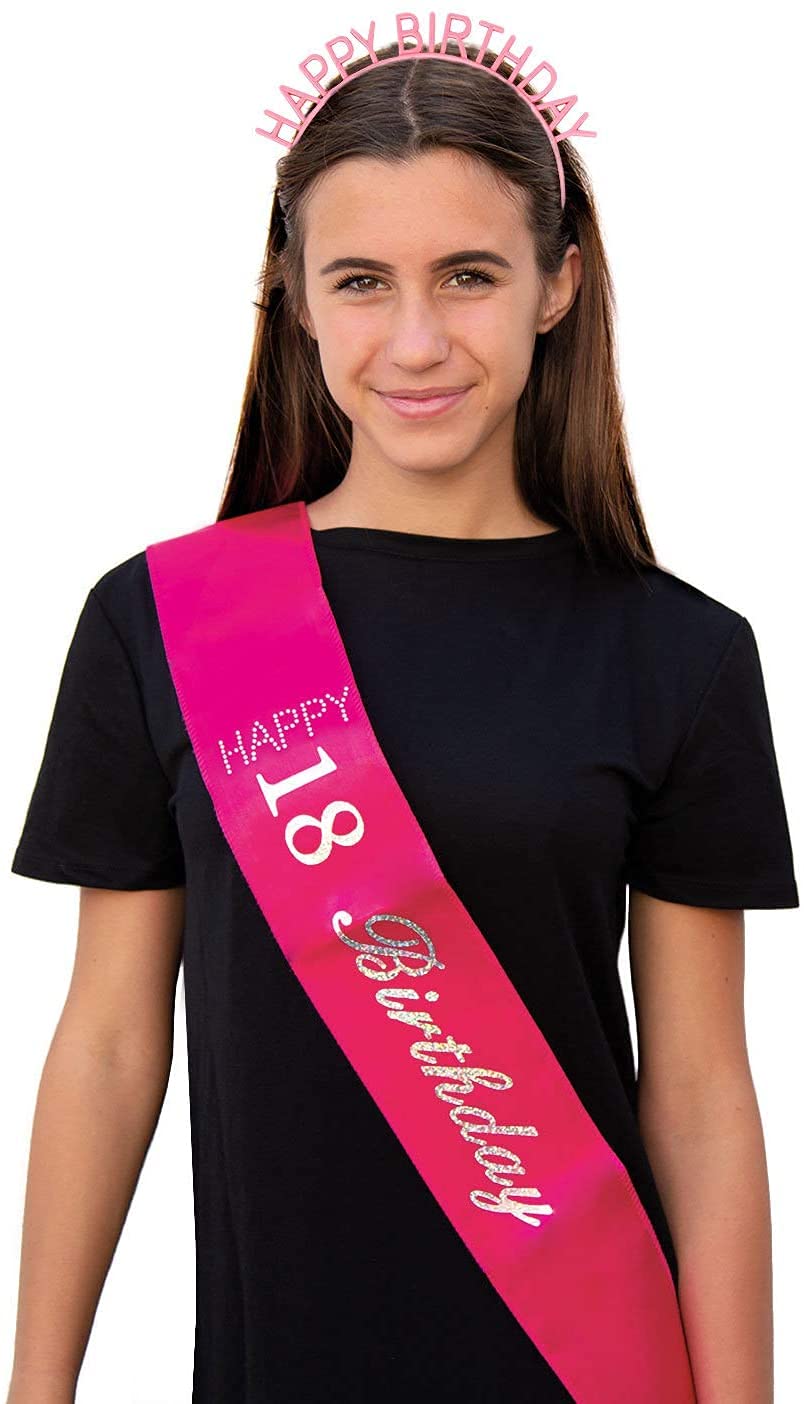Happy Birthday Hair Hoop for Girls - Orange Plastic Party Headband with Teeth - Pack of 1 - Perfect for Birthday Parties, Costumes & Celebrations