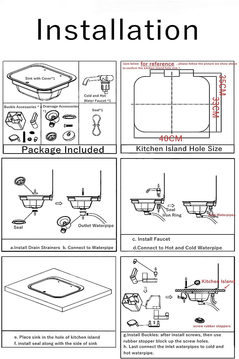 **Stainless Steel Outdoor Sink with Lid & Hot/Cold Faucet – RV, Camper, Boat, Bar Hand Wash Basin – Complete Set with Spout & Strainer – Perfect for Camping, Travel & Outdoor Kitchens**