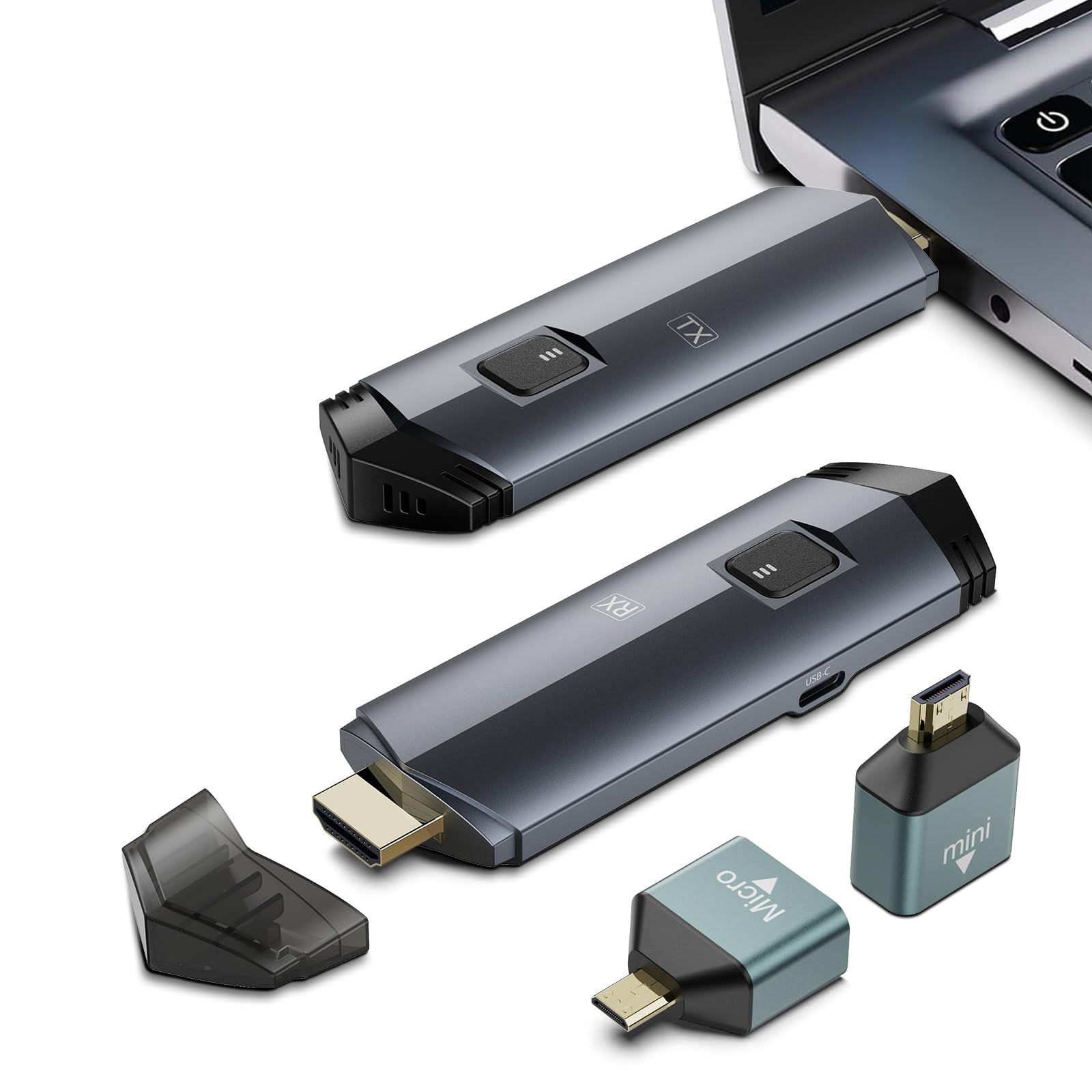 2025 Upgraded Wireless HDMI Transmitter and Receiver 4K - Portable HDMI Extender Kit 100FT Range, Dual Band 2.4G/5G Plug & Play, Stream from Laptop/PC/TV Box/Camera to Monitor/Projector/HDTV (Black) - Perfect for Home Theater, Conference Room & Gaming Setup