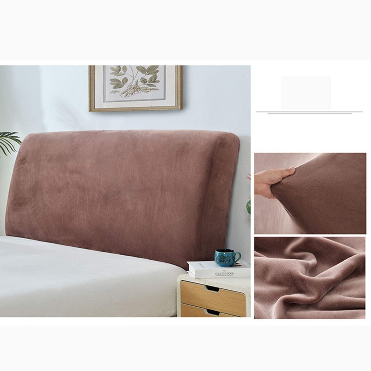 Dustproof Bed Headboard Cover - Stretchy Slipcover Protector for Single, King & Double Beds (Camel, 200-215cm) | Bedroom Decor & Dust Protection Solution