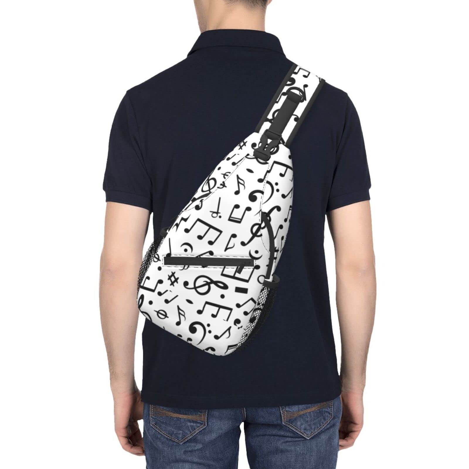 Music Sling Bag Crossbody Chest Daypack - Lightweight Casual Backpack with Music Note Design for Travel, Hiking, Sports & Outdoor Activities - Perfect for Concerts, Gym & Daily Commute