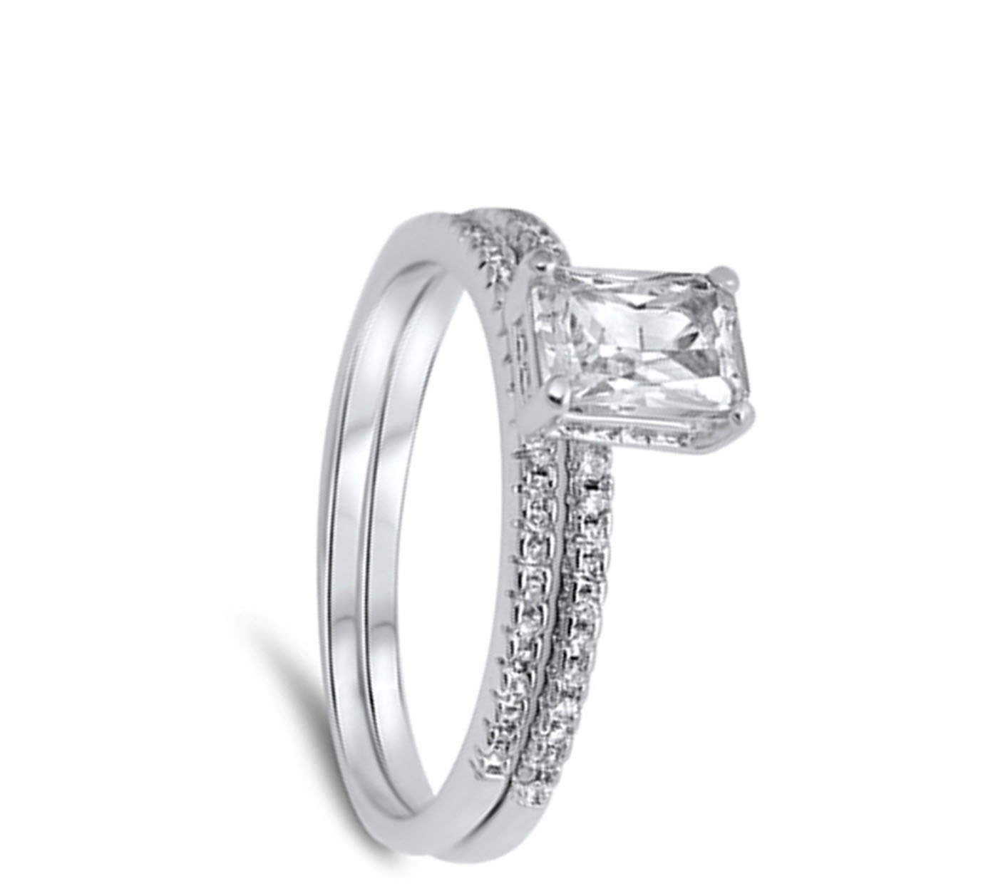 Elegant Sterling Silver Wedding Ring Set - Choose Your Color | Perfect for Engagement, Anniversary & Bridal Jewelry Gifts
