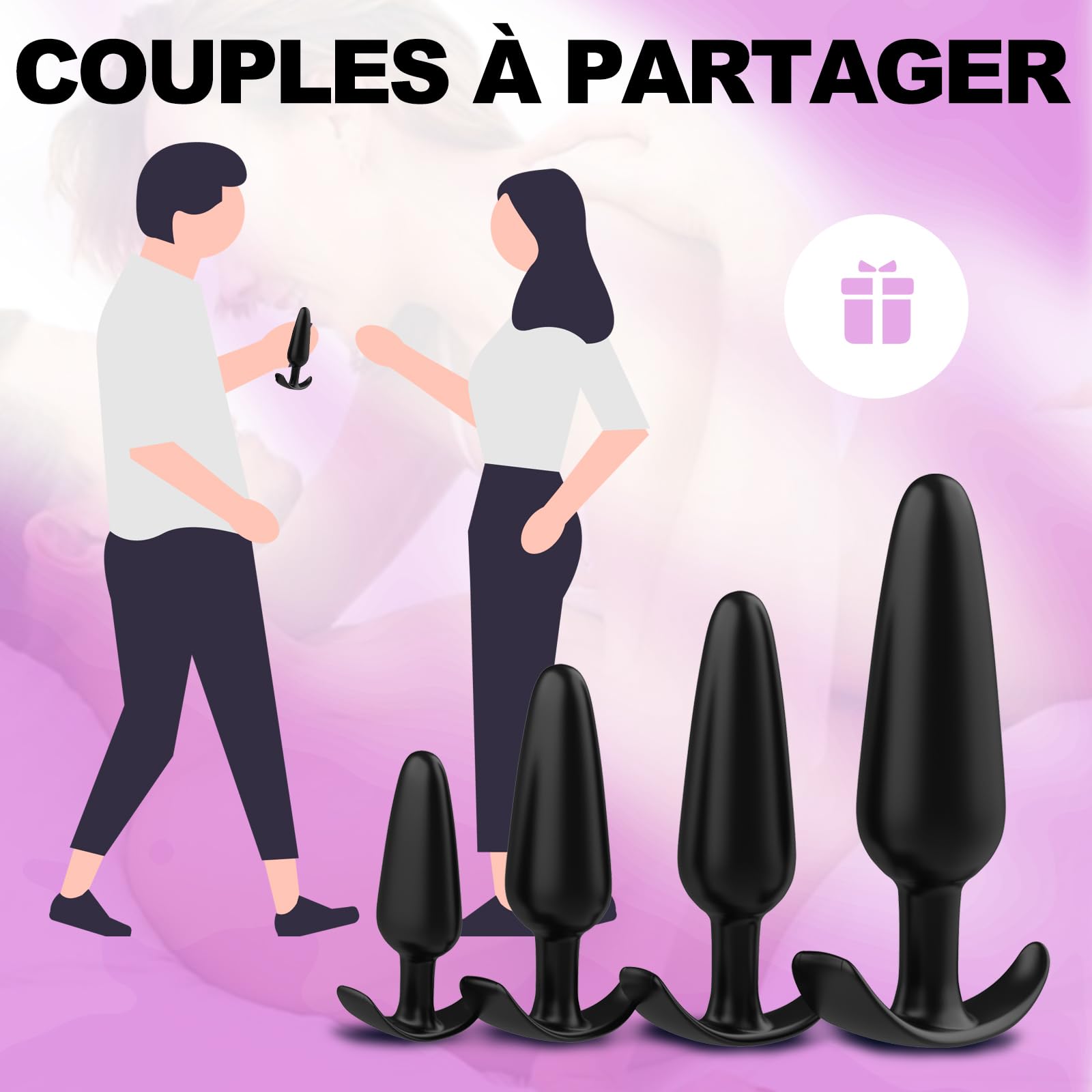 Premium 4PCS Silicone Anal Plug Set for Couples - Beginner Friendly Anal Sex Toys for Men & Women - Stretching Training Kit for Enhanced Pleasure - Perfect for Couples Play & Solo Exploration