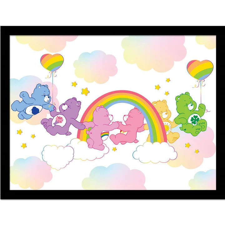 Care Bears Rainbow Framed Art Print 30x40cm - Colorful Wall Decor for Kids Room, Nursery & Playroom