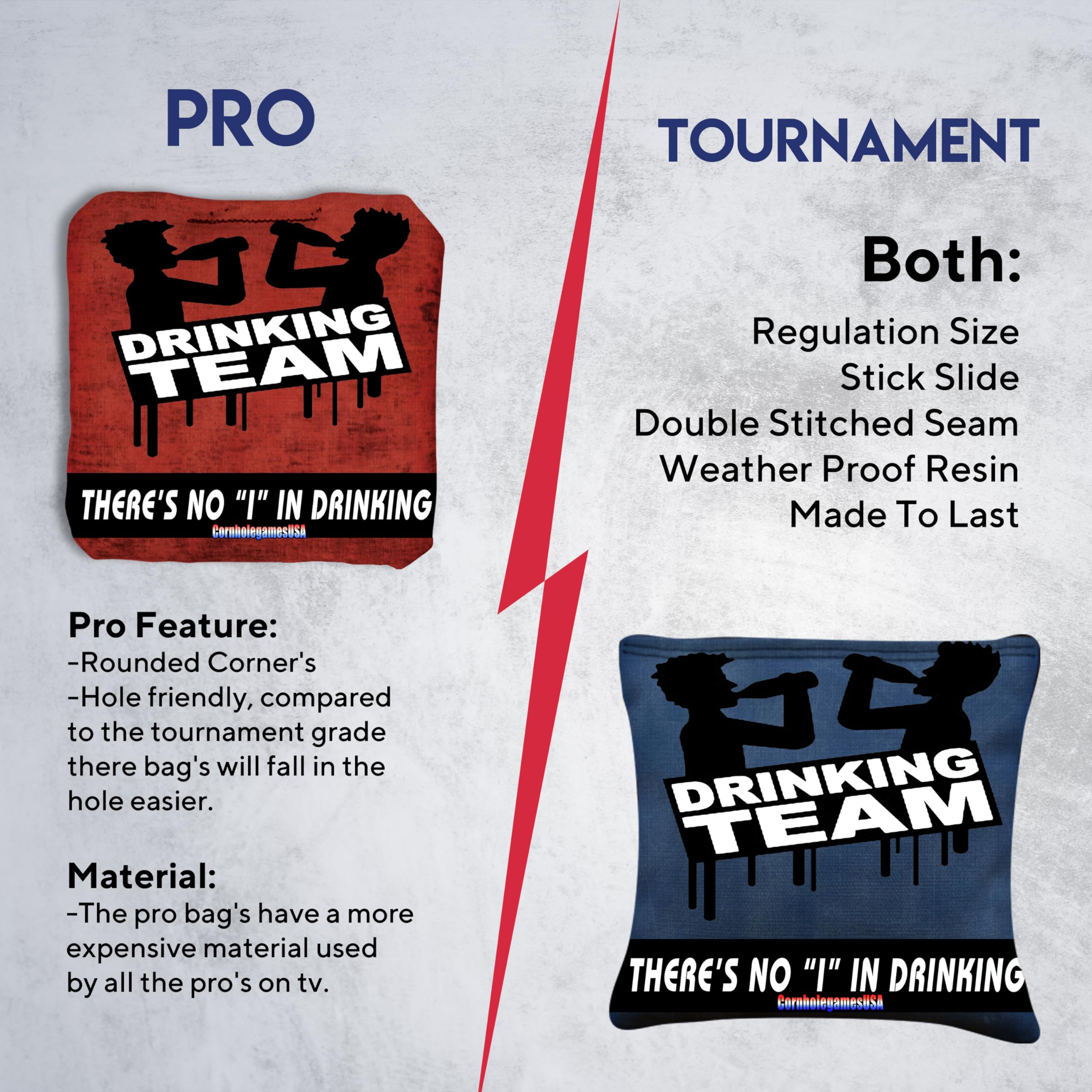 Pro Cornhole Bags Set of 8 - Regulation Tournament Cornhole Bean Bags | Premium Slick & Stick Design for Competitive Play | Made in USA | Perfect for Backyard Parties, Tailgating & Outdoor Games
