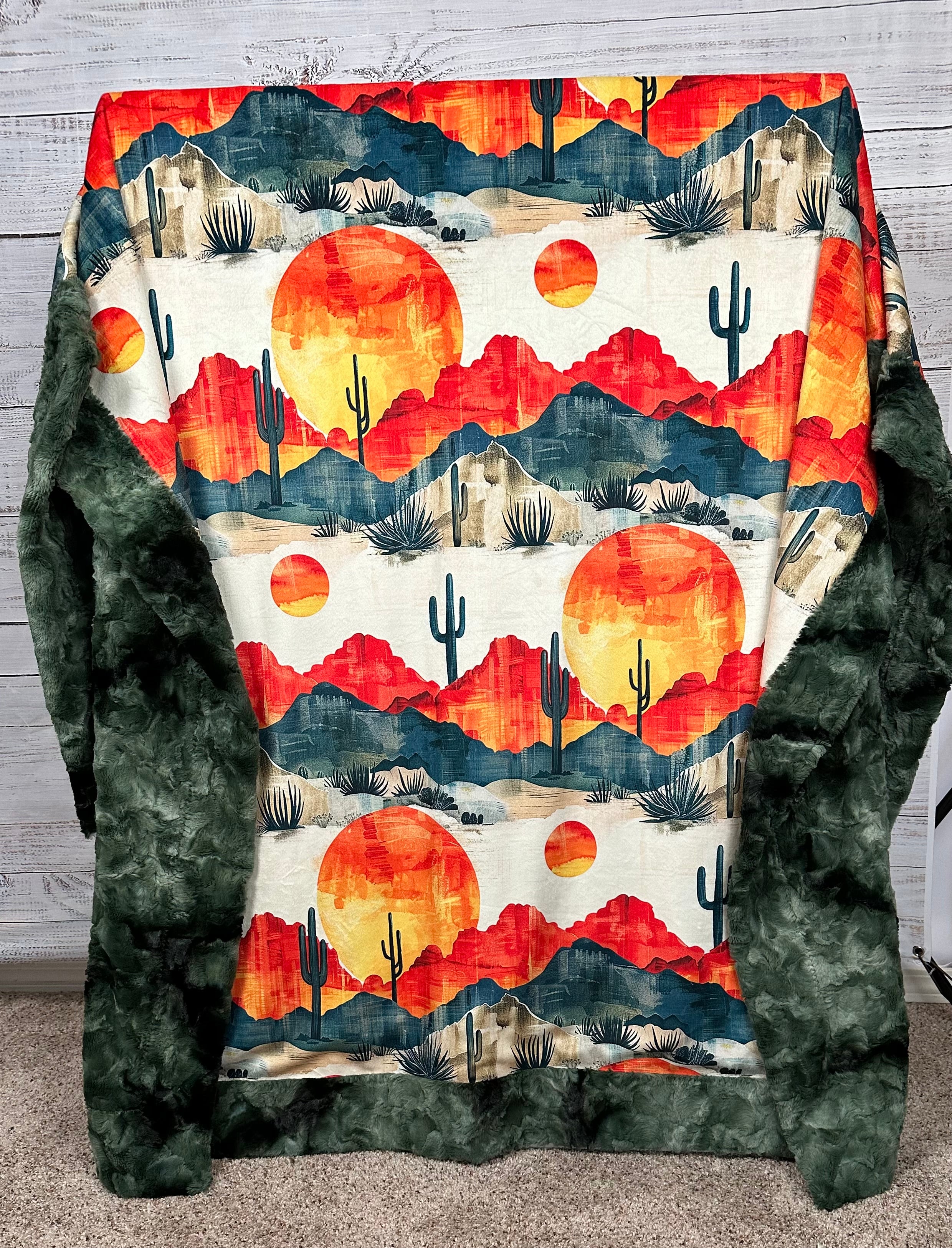 Arizona Landscape Camo Print Luxe Large 55x79 Minky Blanket - Soft & Cozy for Bedroom, Living Room, or Outdoor Adventures