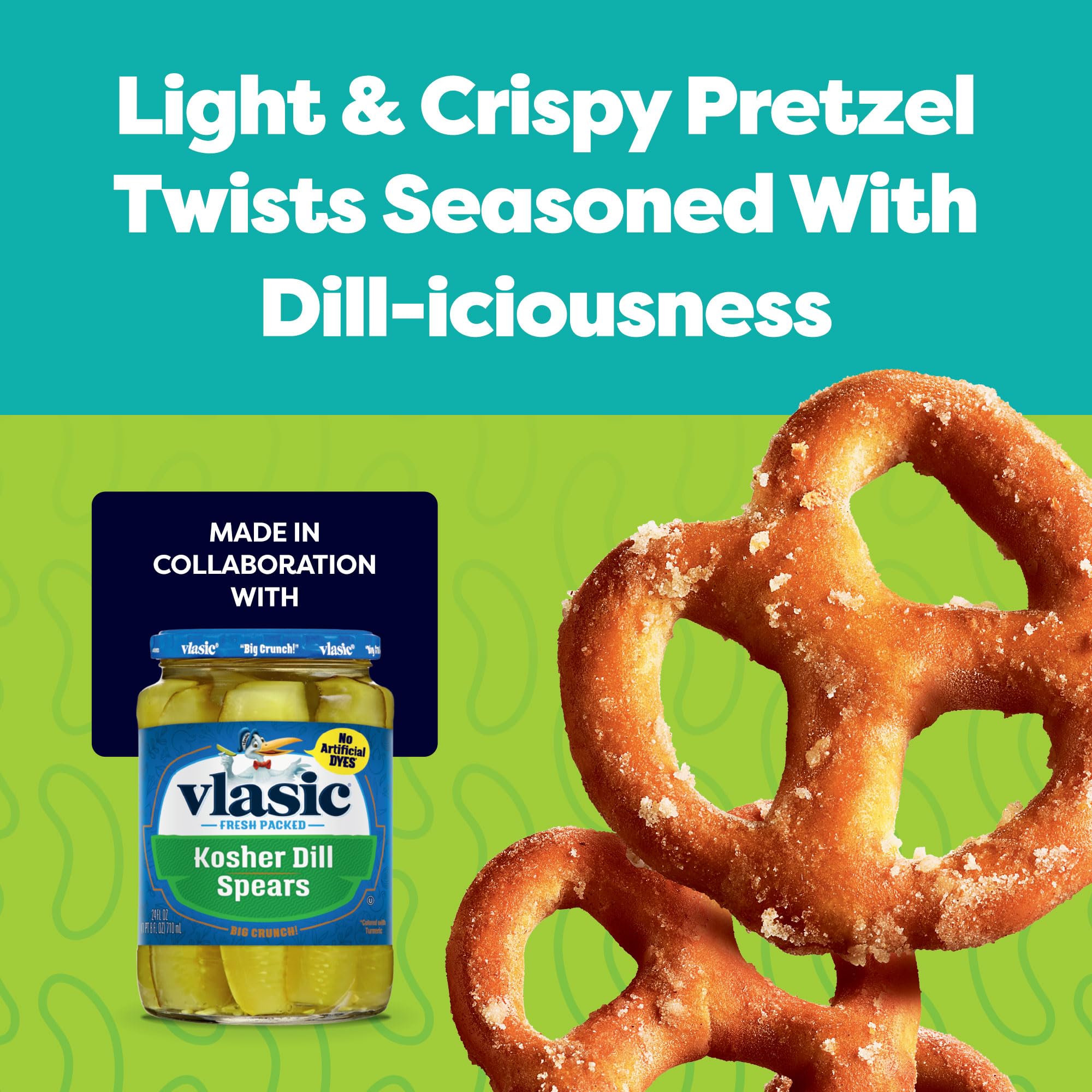 Glutino Vlasic Gluten Free Dill Pickle Pretzel Twists - Crunchy Snack, 11 oz Bag | Vegan, Non-GMO, Kosher Certified | Perfect for Lunchboxes, Road Trips & Movie Nights