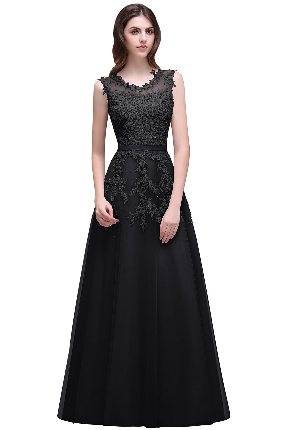 Elegant Women's Lace A-Line Formal Evening Gown - Long Prom Dress for Special Occasions | Perfect for Weddings, Galas & Black Tie Events