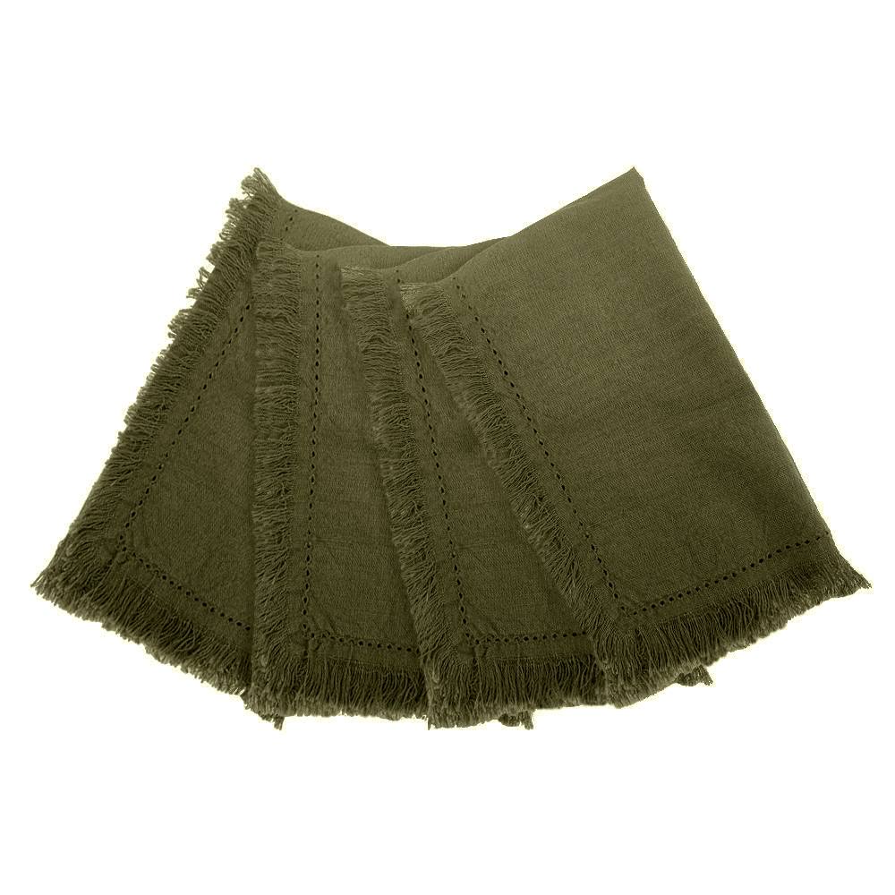 Avani Set of 4 Premium 40x40cm Olive Green Cloth Napkins - Perfect for Dinner Parties, Weddings & Formal Dining
