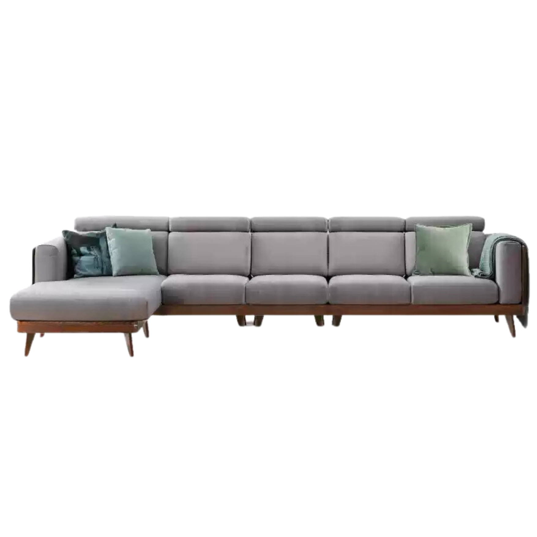 150.4x66.9х32.7 inch / 382x170x83сm / Rich Dark Walnut color / Black Walnut five-person corner right chaise (frame separated) (two colors of fabric optional)