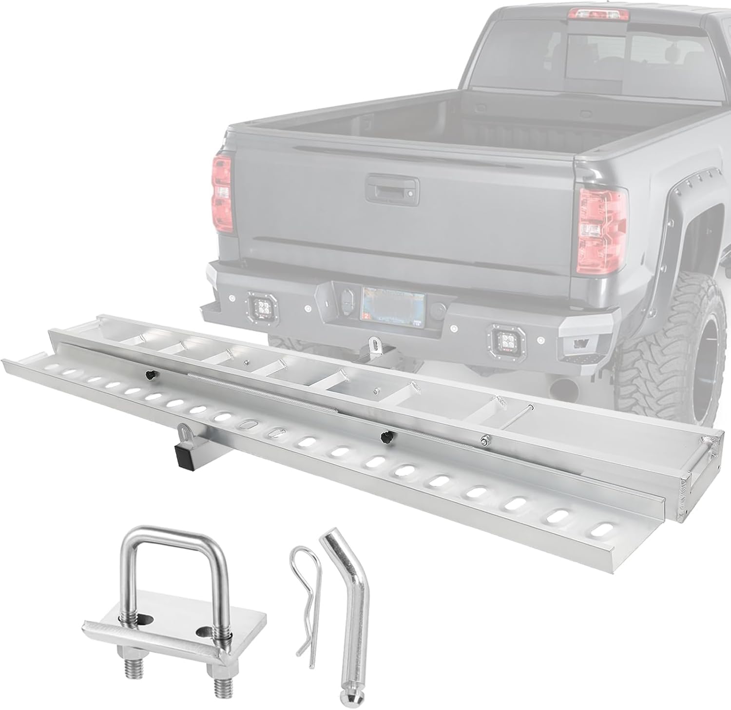 Heavy Duty 500LBS Motorcycle Hitch Carrier - Lightweight Aluminum Dirt Bike Rack with 6FT Loading Ramp & Safety Lock - Fits 2
