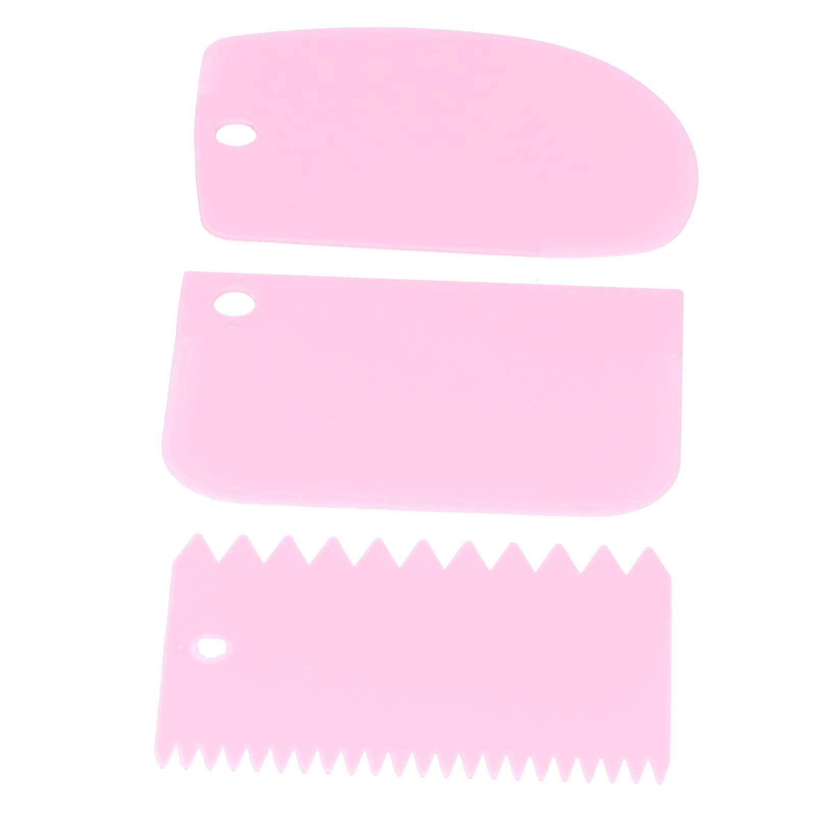 **3-Pack Pink Food-Grade Cake Smoother & Dough Scraper - Non-Toxic, Reusable, Elastic Baking Tool for Cakes, Bread, Pizza - Perfect for Home Bakers & Professional Chefs**