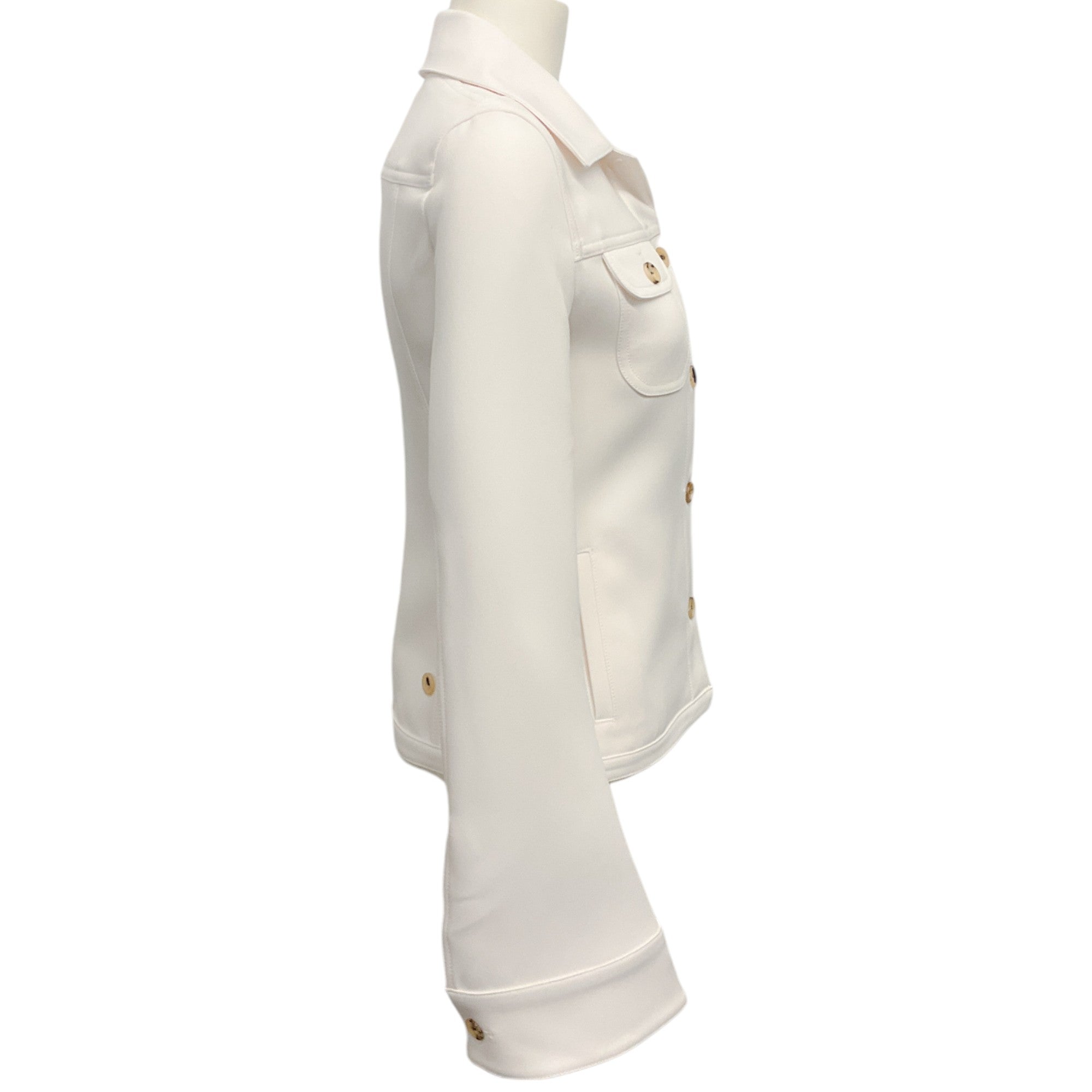 Courreges White Signature Twill Single Breasted Trucker Jacket for Women | Classic Denim Coat for Casual Outfits & Streetwear Fashion