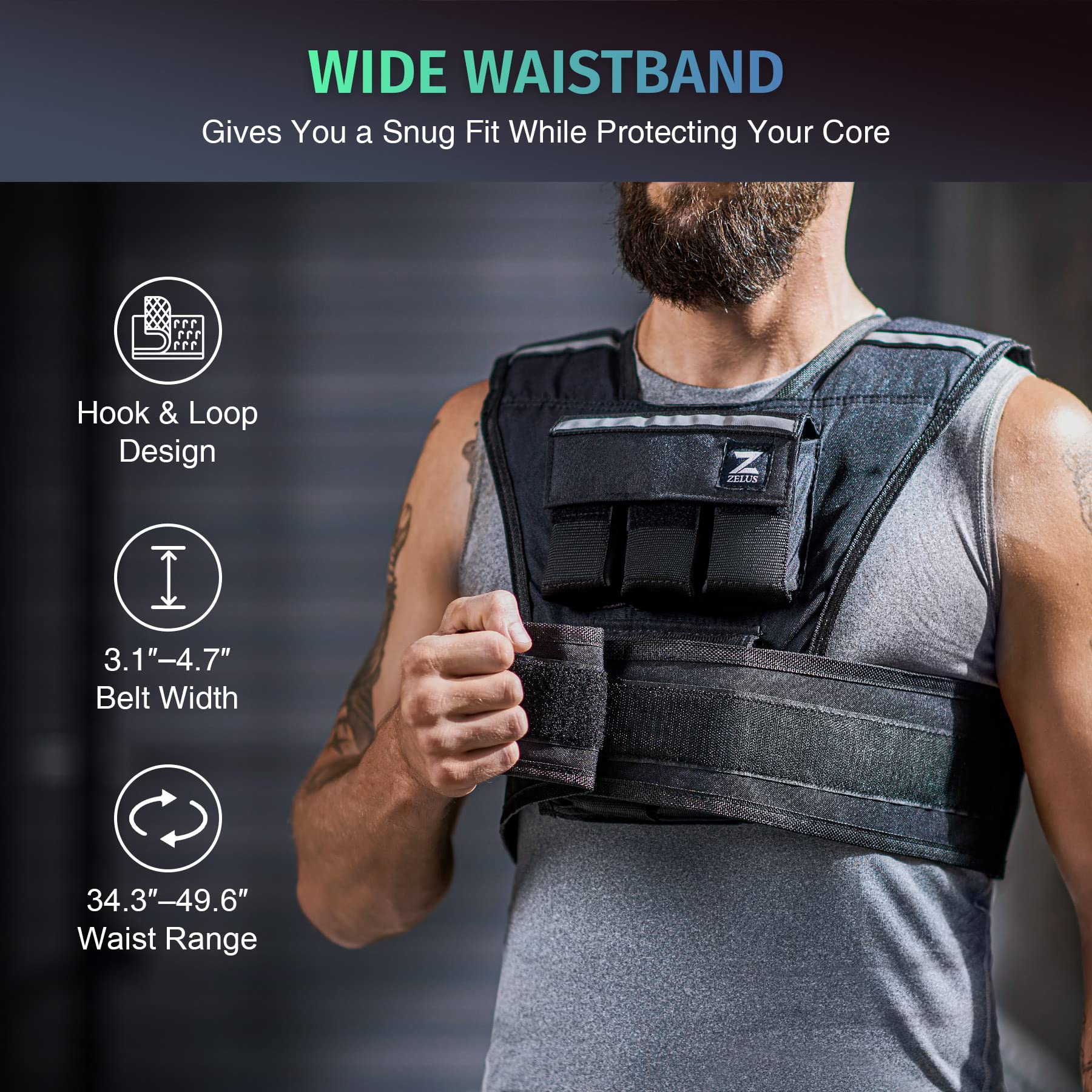 ZELUS Adjustable Weighted Vest 23lb/30lb/60lb for Men - Strength Training, Cardio Workouts & Weight Loss - Perfect for Home Gym, Running & Fitness Training