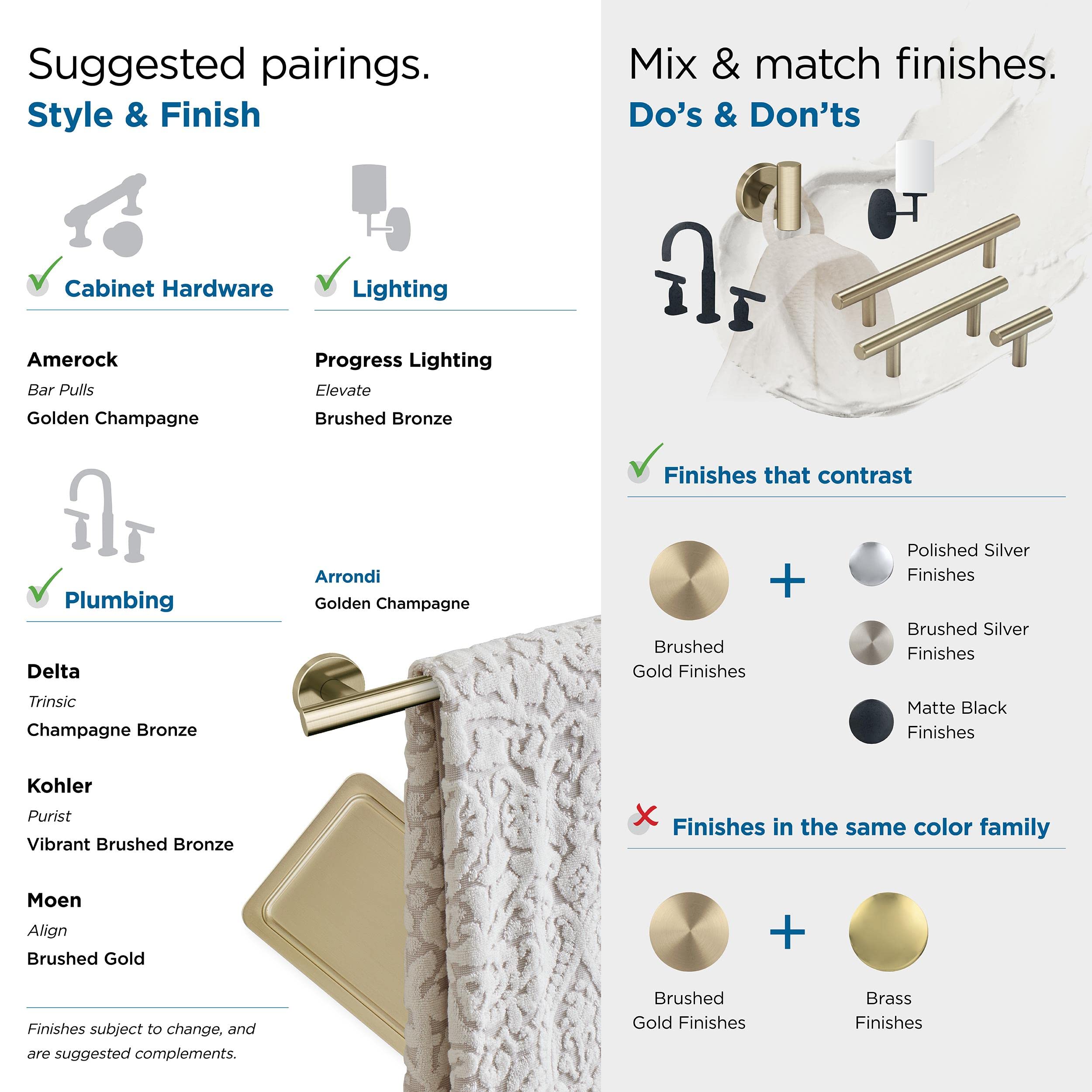 Amerock BH26542BBZ Golden Champagne Single Robe Hook - 2-1/4 Inch (57mm) Bathroom Towel Holder with Rounded Design - Elegant Bath Accessory for Hanging Robes, Towels & Clothes in Bathroom, Spa or Bedroom