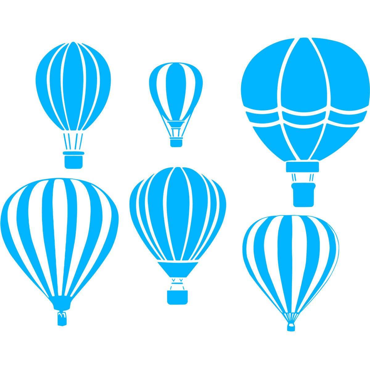 Hot Air Balloon Wall Decals - 6 Pack Vinyl Stickers for Nursery Decor (Sky Blue) - Baby Room & Kids Bedroom Decorations