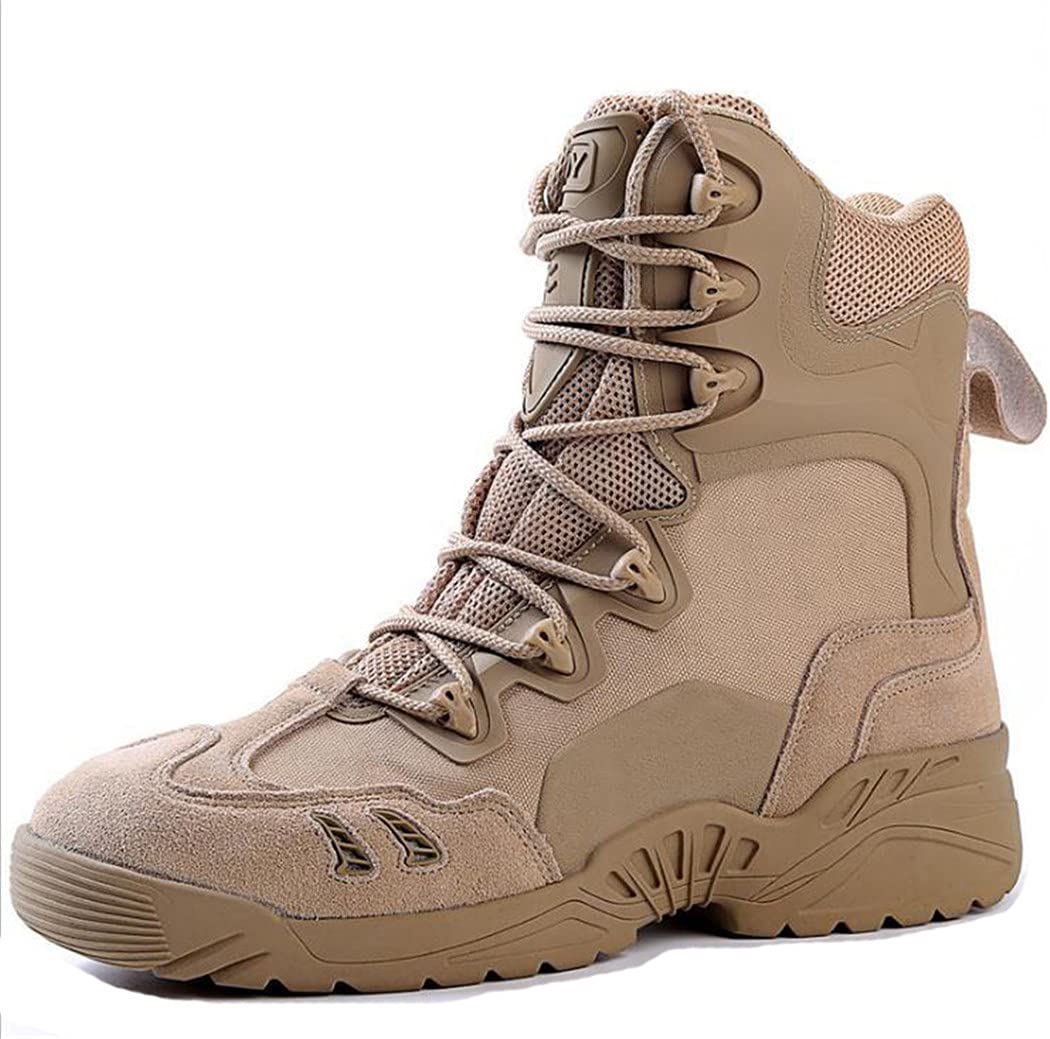 **KEHAIOO Men's Leather Breathable Desert Boots - Durable Outdoor Climbing, Hunting & Military Tactical Training Shoes for Hiking, Camping & Adventure**