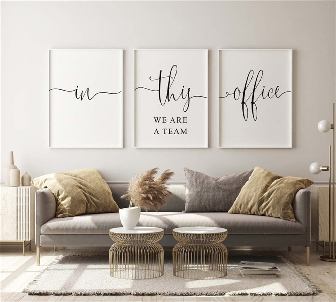 NATVVA Minimalist Office Wall Art Set - Modern Framed Canvas 3-Piece Decor with Inner Frame | Inspirational Team Quotes for Living Room, Bedroom & Workspace