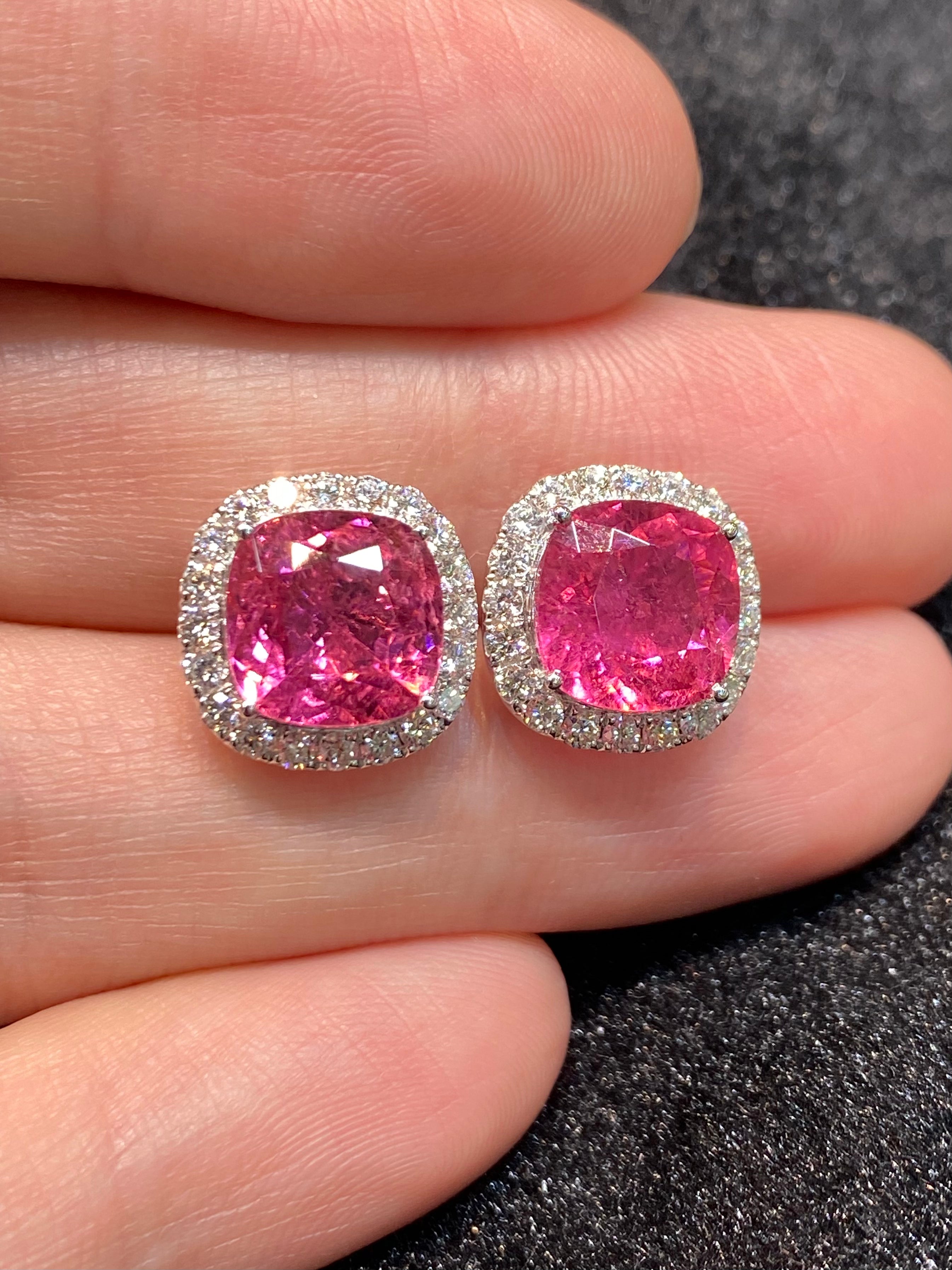 Natural Pink Tourmaline Earrings 6.15ct - Genuine Gemstone Jewelry for Women, Dainty Stud Earrings for Everyday Wear, Perfect Gift for Birthday, Anniversary & Valentine's Day