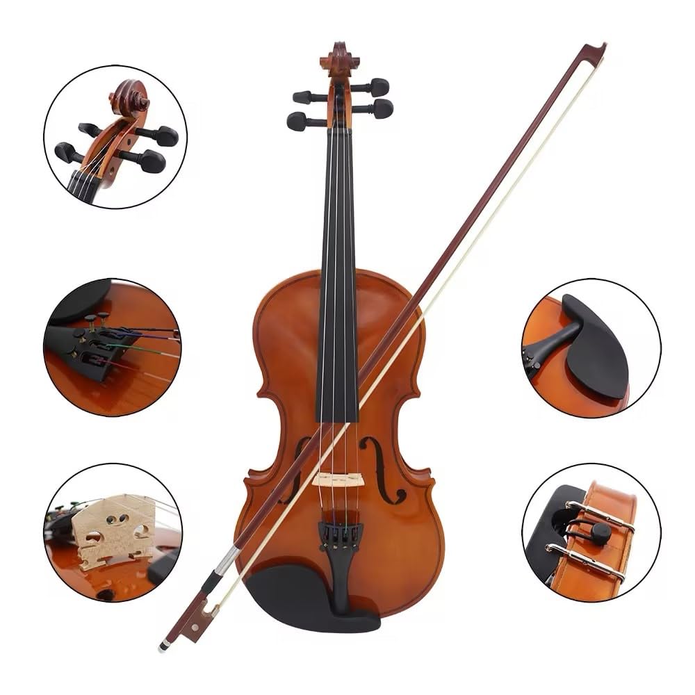Professional Acoustic Violin for Beginners - Full Size 4/4 Violin Set with Bow, Case & Rosin - Perfect for Adults, Kids, Boys & Girls Learning Violin | Ideal for Music Lessons, Practice & Performances